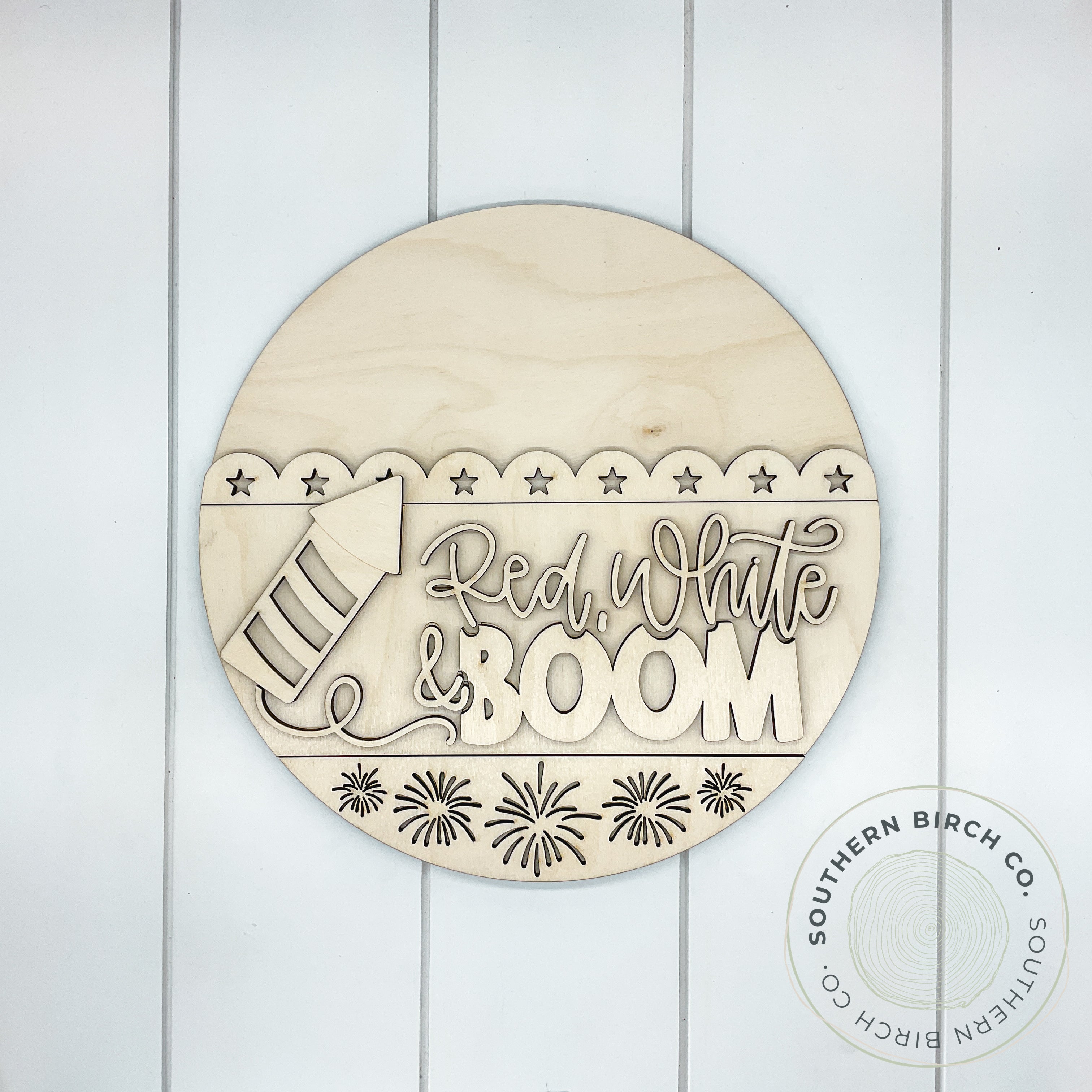 Red White & Boom 3D Round Blank (Scalloped)