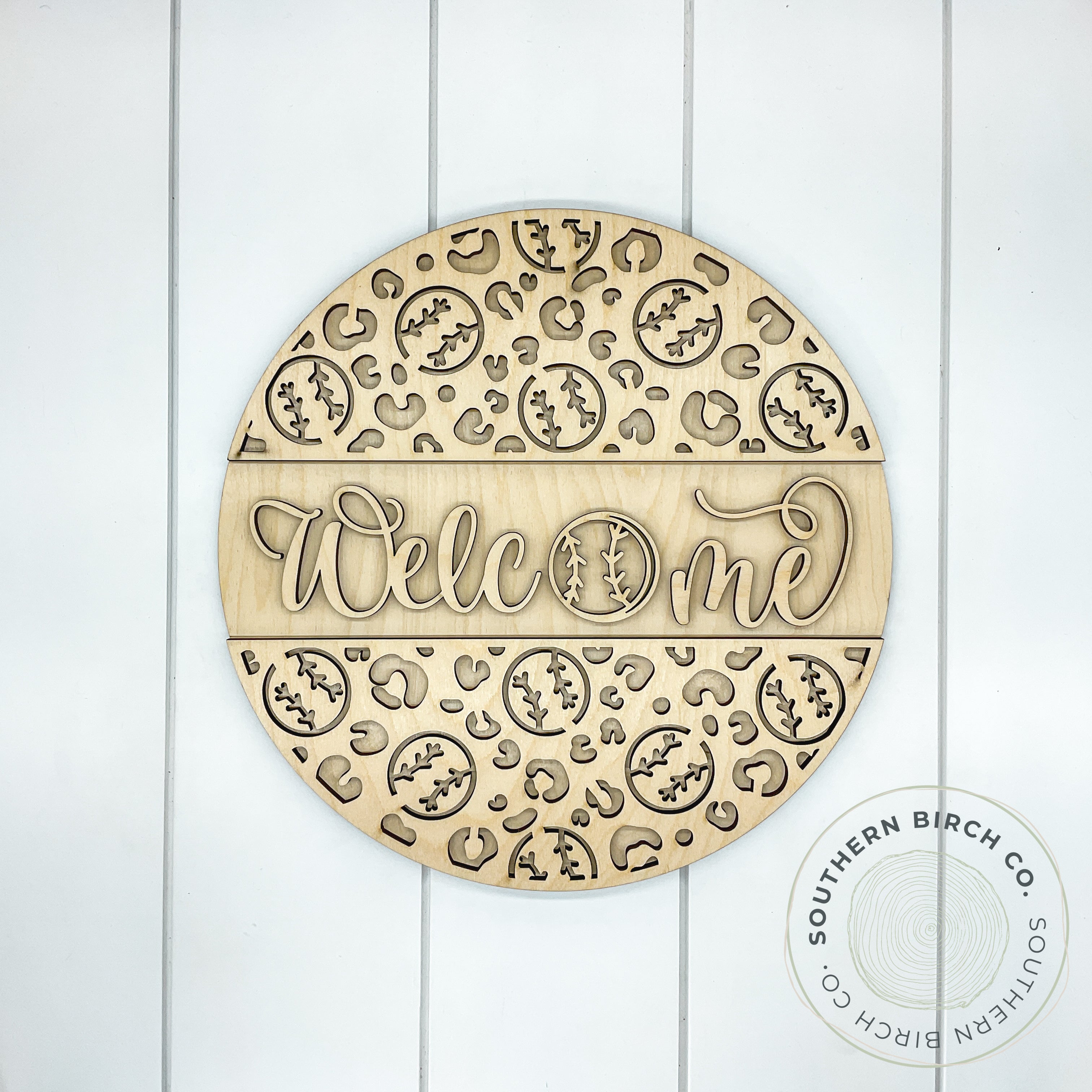 Welcome 3D Round Blank (Baseball Leopard)