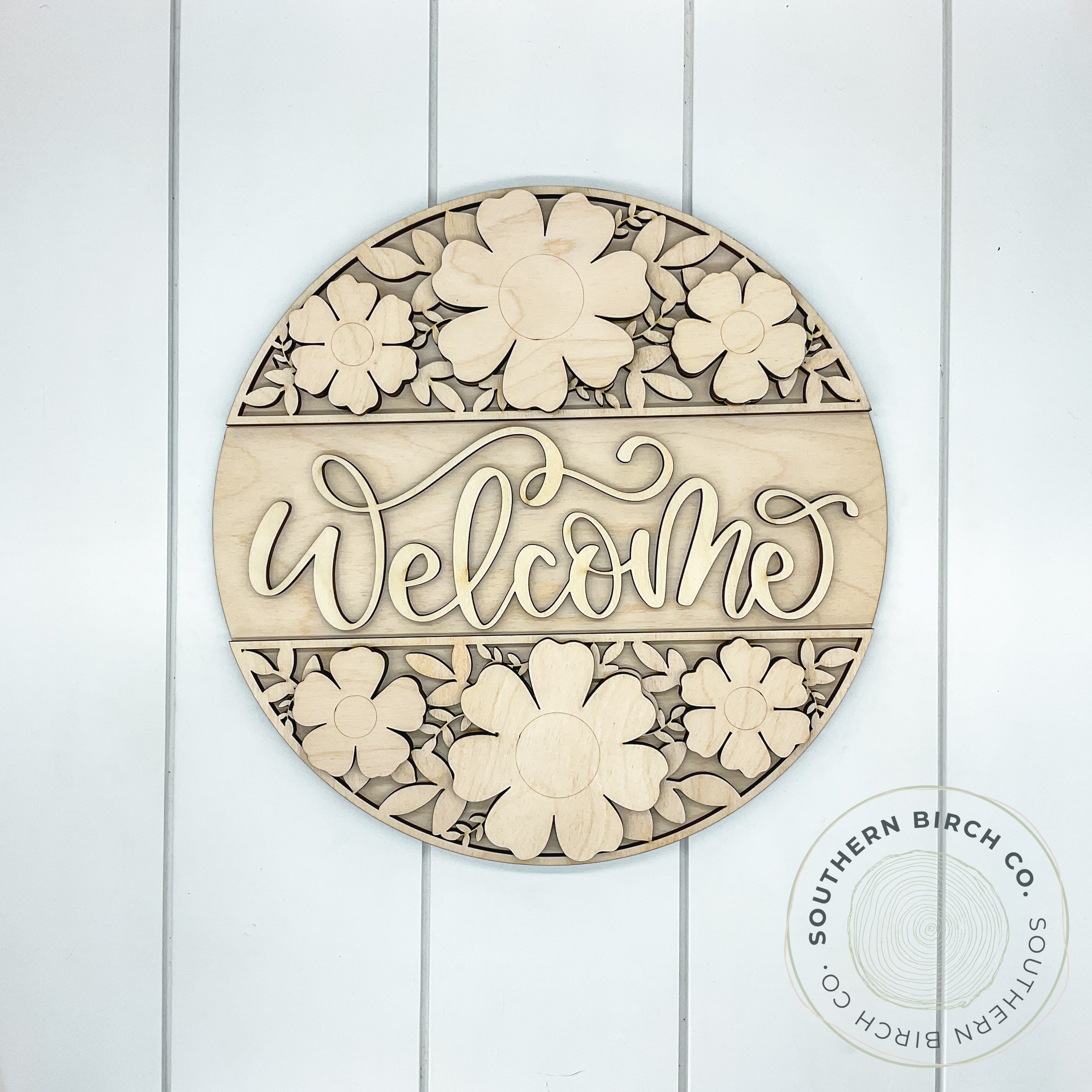 Welcome 3D Round Blank (Flower Trio)
