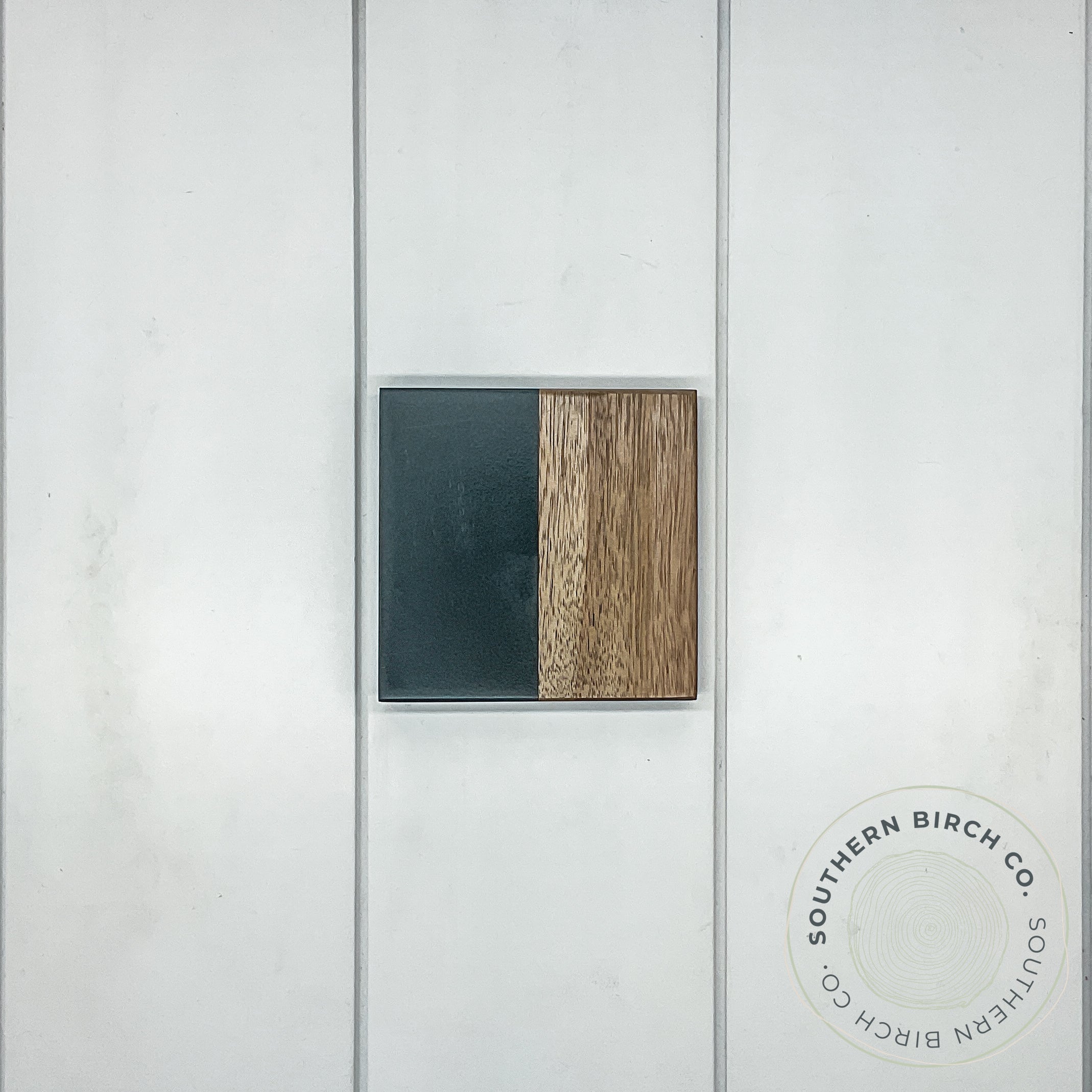 Marble and Acacia Wood Coasters (Black Square)