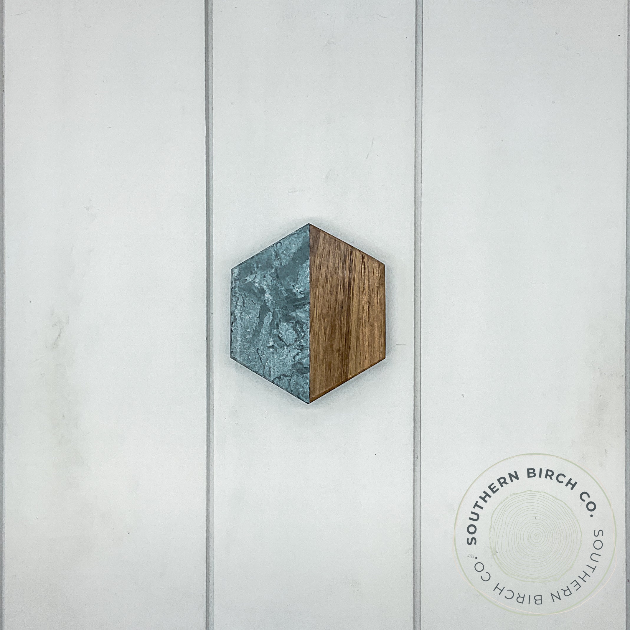 Marble and Acacia Wood Coasters (Gray Hexagon)
