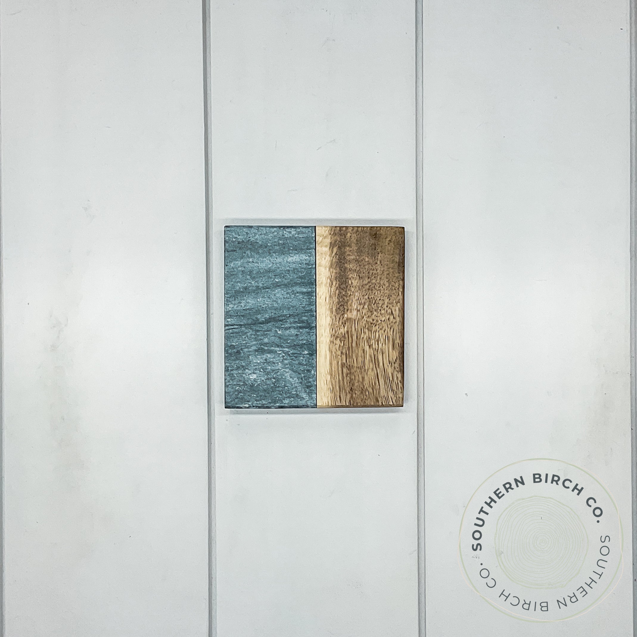 Marble and Acacia Wood Coasters (Gray Square)