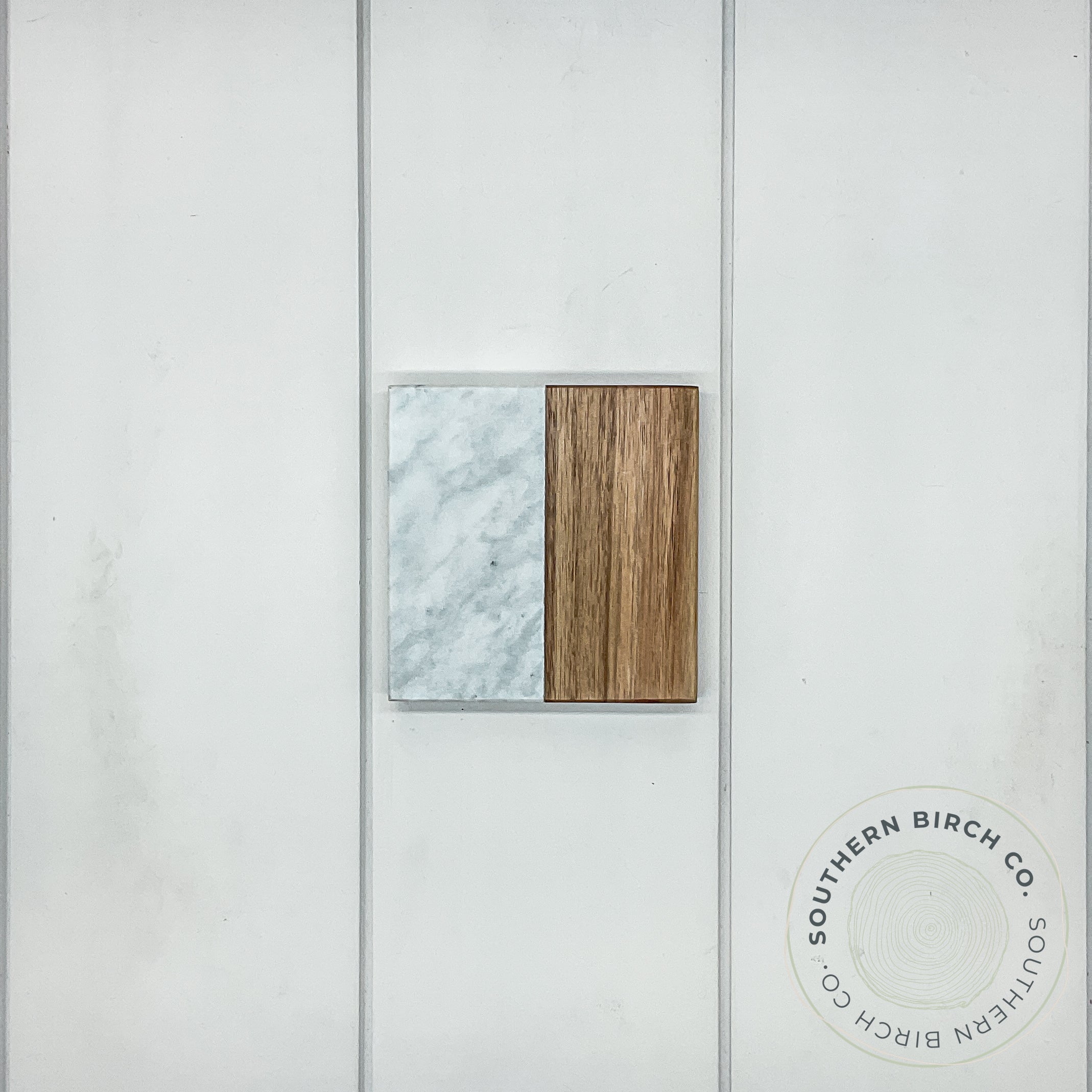 Marble and Acacia Wood Coasters (White Square)