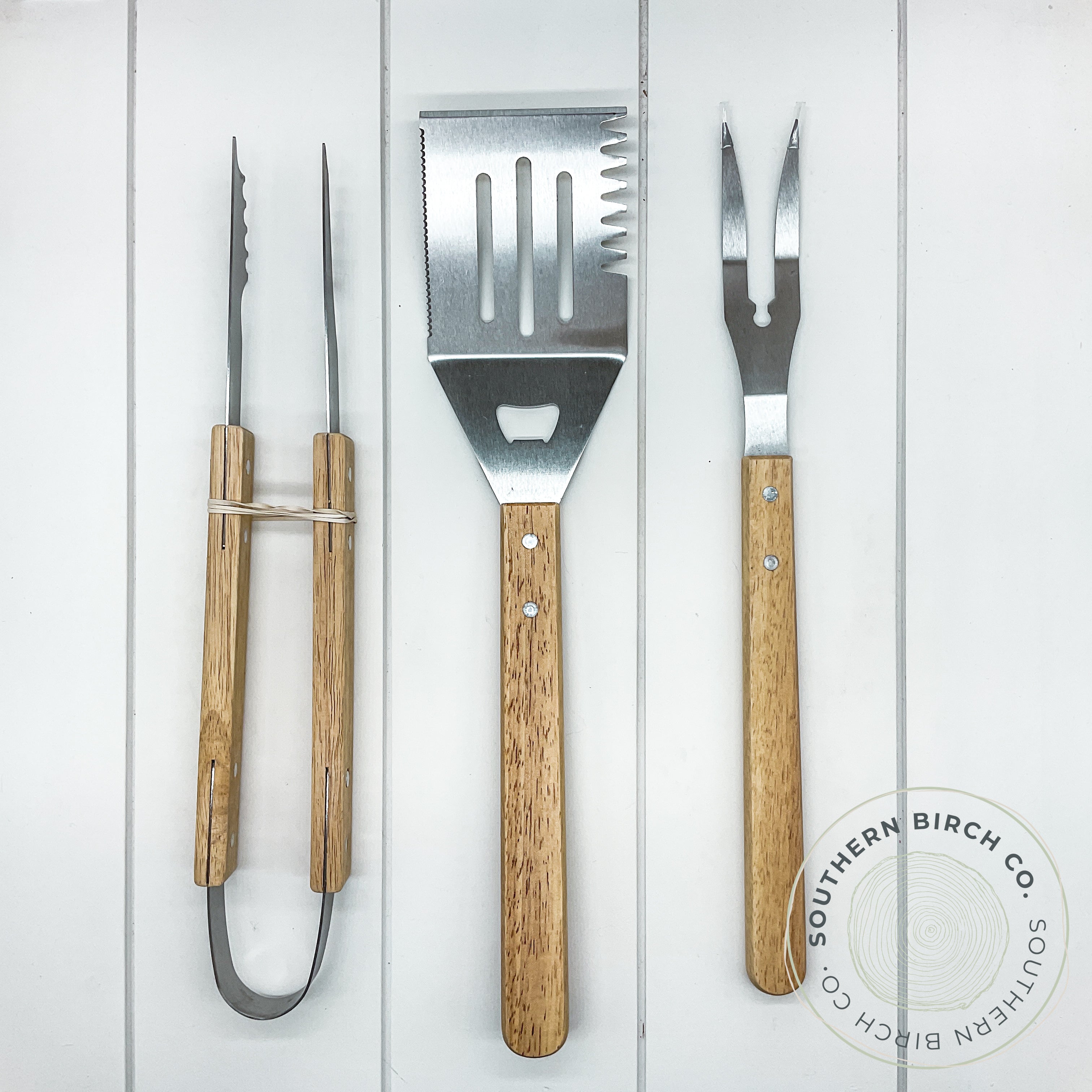 Wood Handled Grill Utensil Set