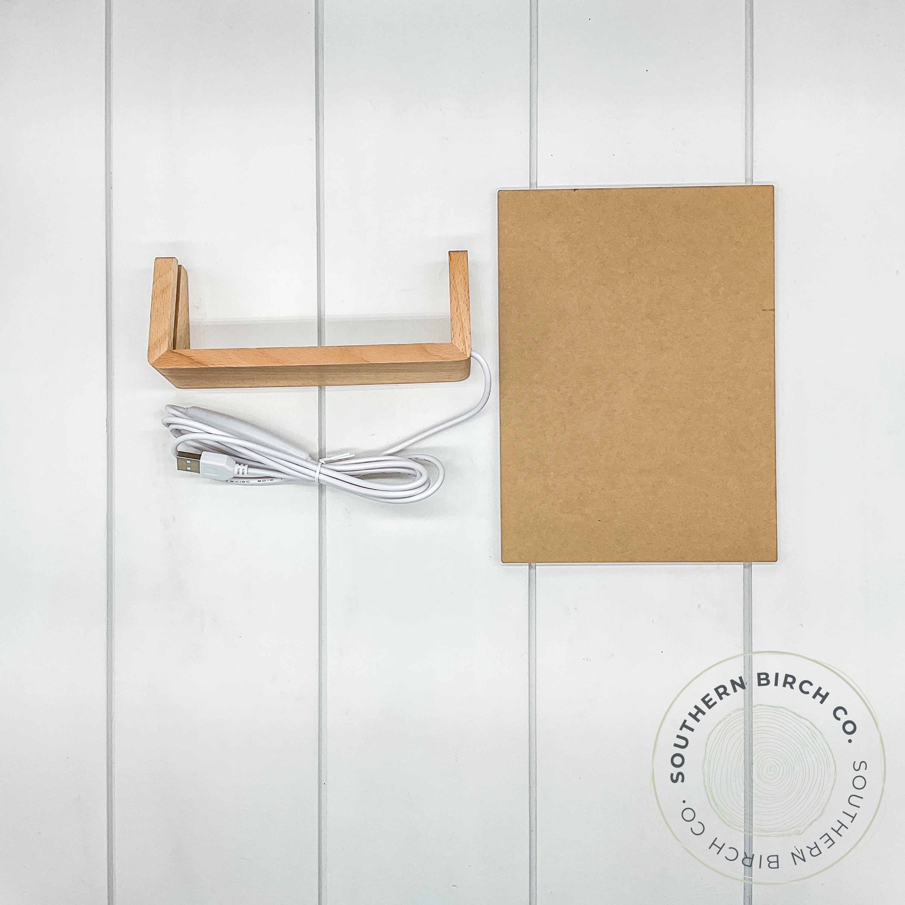 Wooden LED Light Base with Rectangular Acrylic (U-Shaped Base)