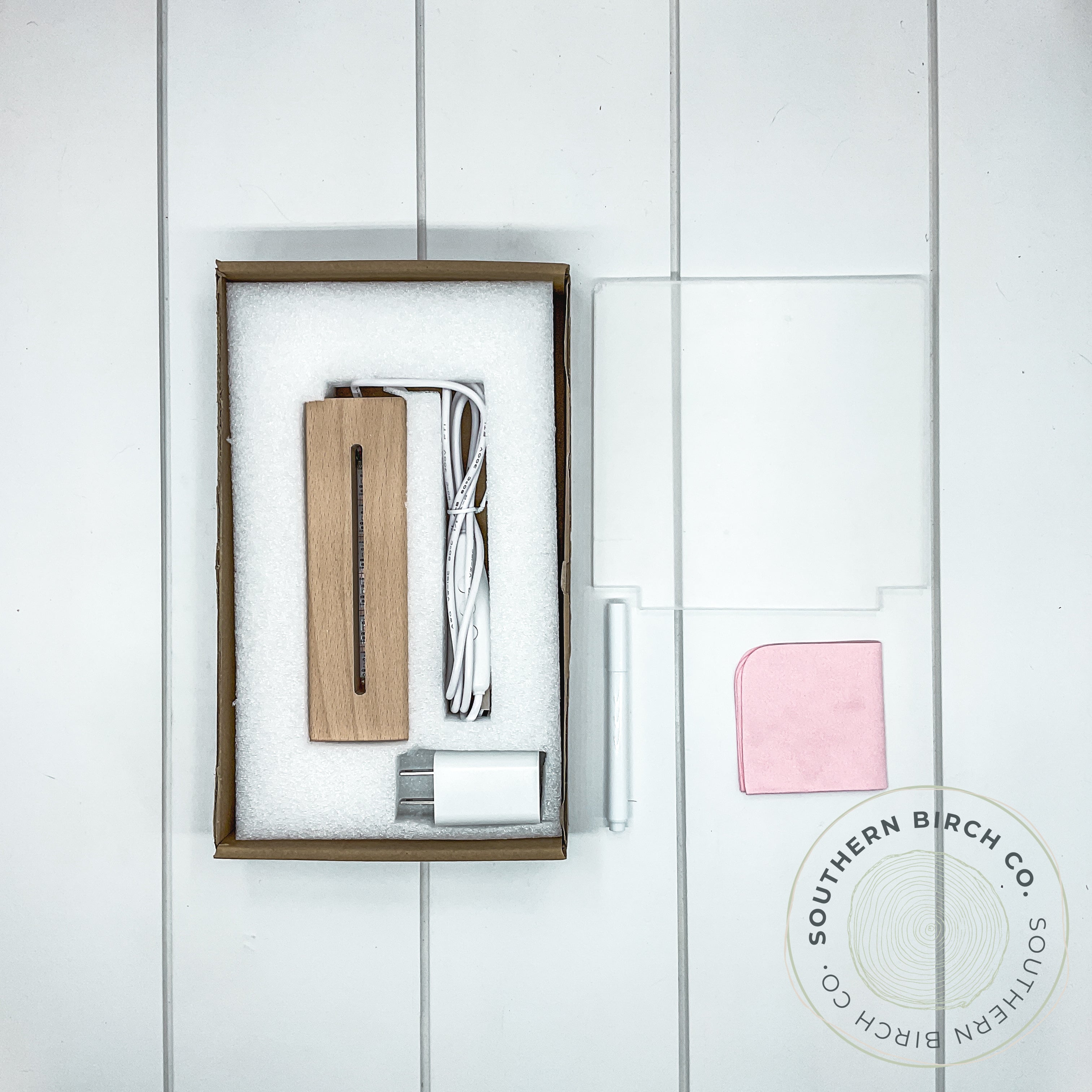 Wooden LED Light Base with Square Acrylic (Rectangular Base)