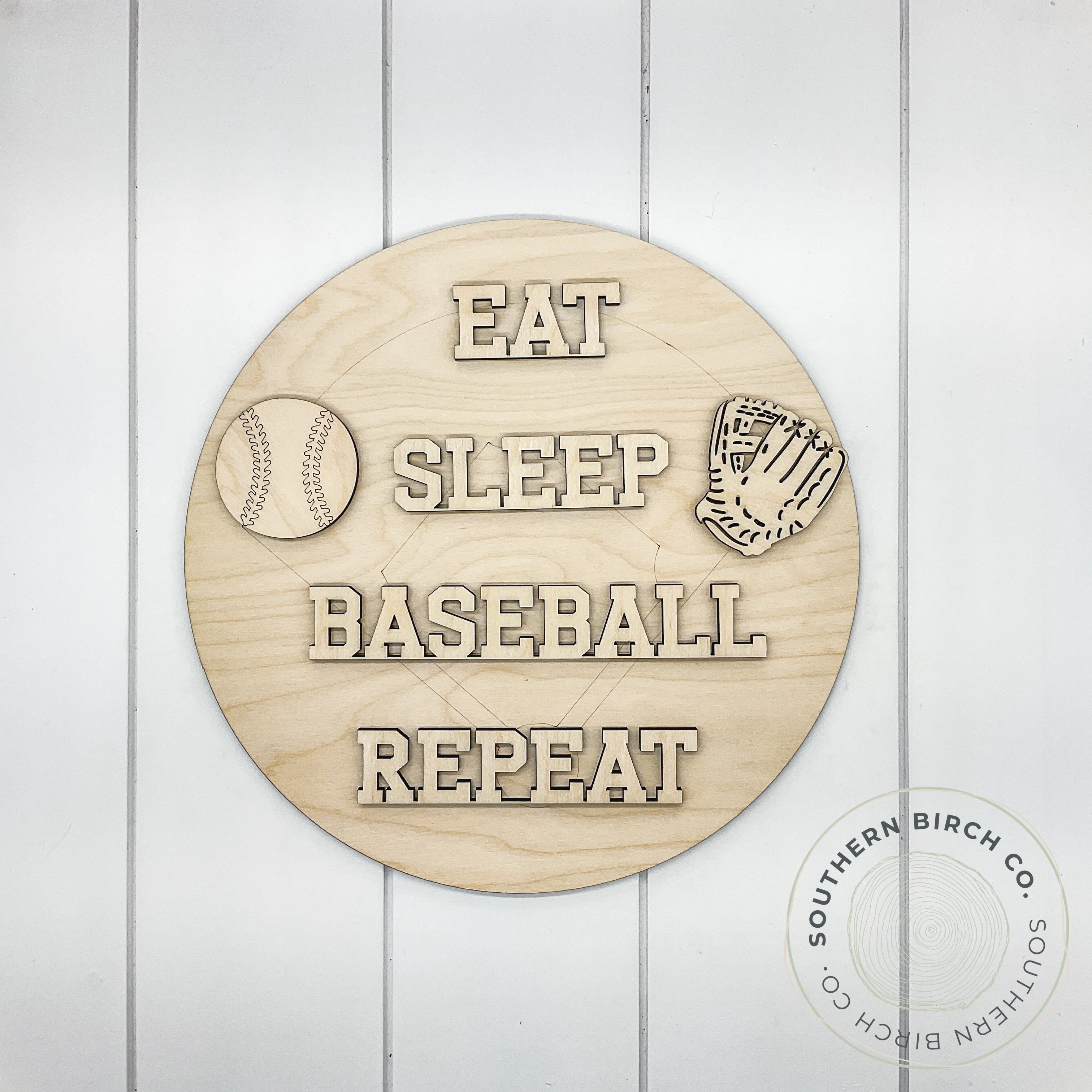 Eat Sleep Baseball Repeat 3D Round Blank