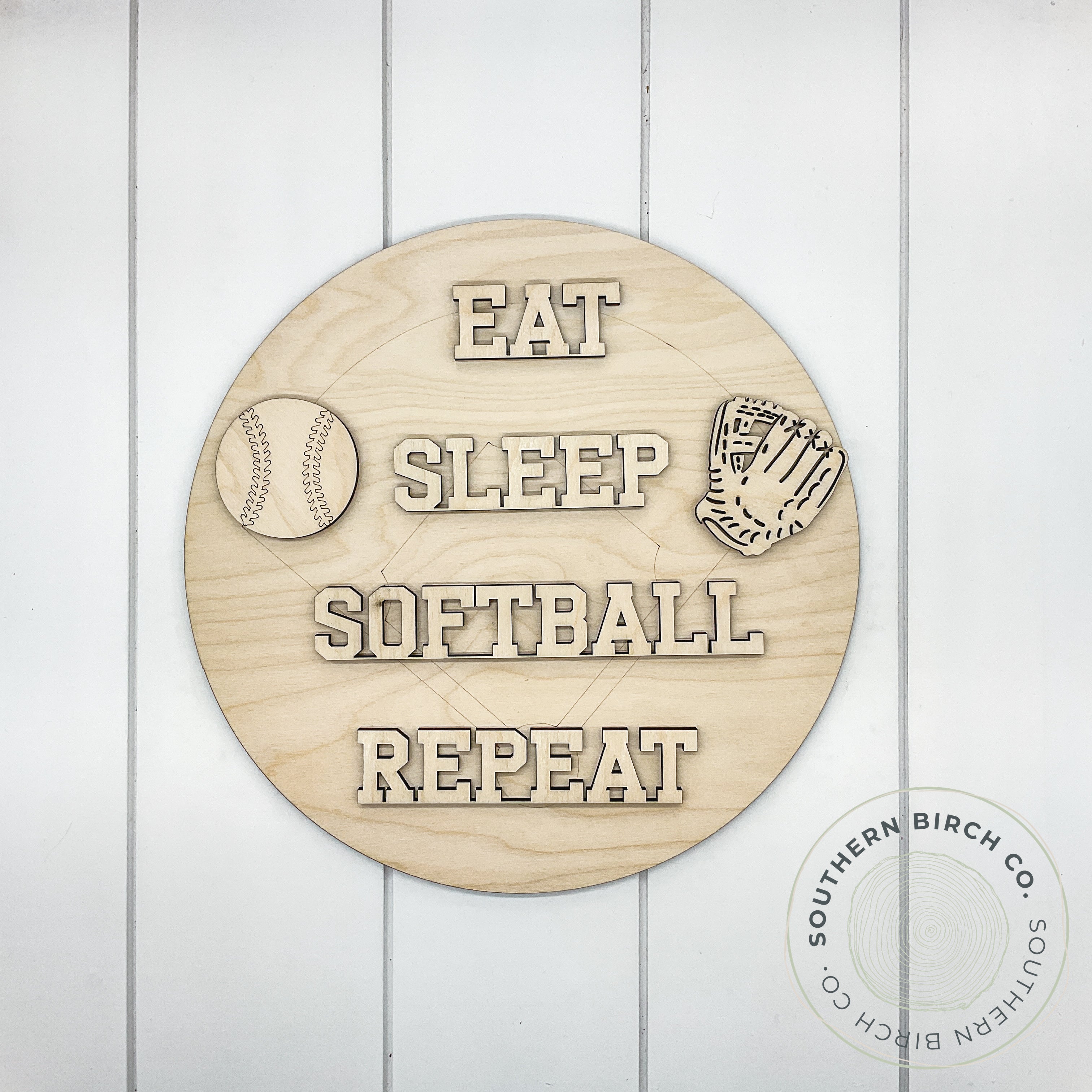 Eat Sleep Softball Repeat 3D Round Blank