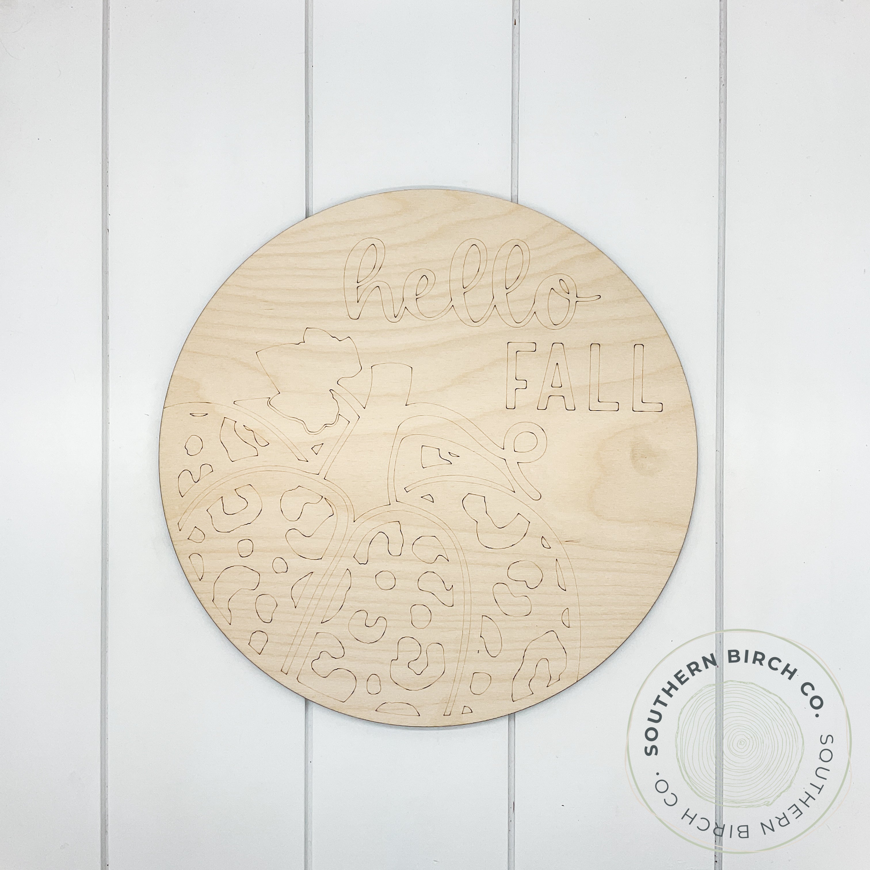 Pumpkin Etched Round Blank (Hello Fall Leopard)