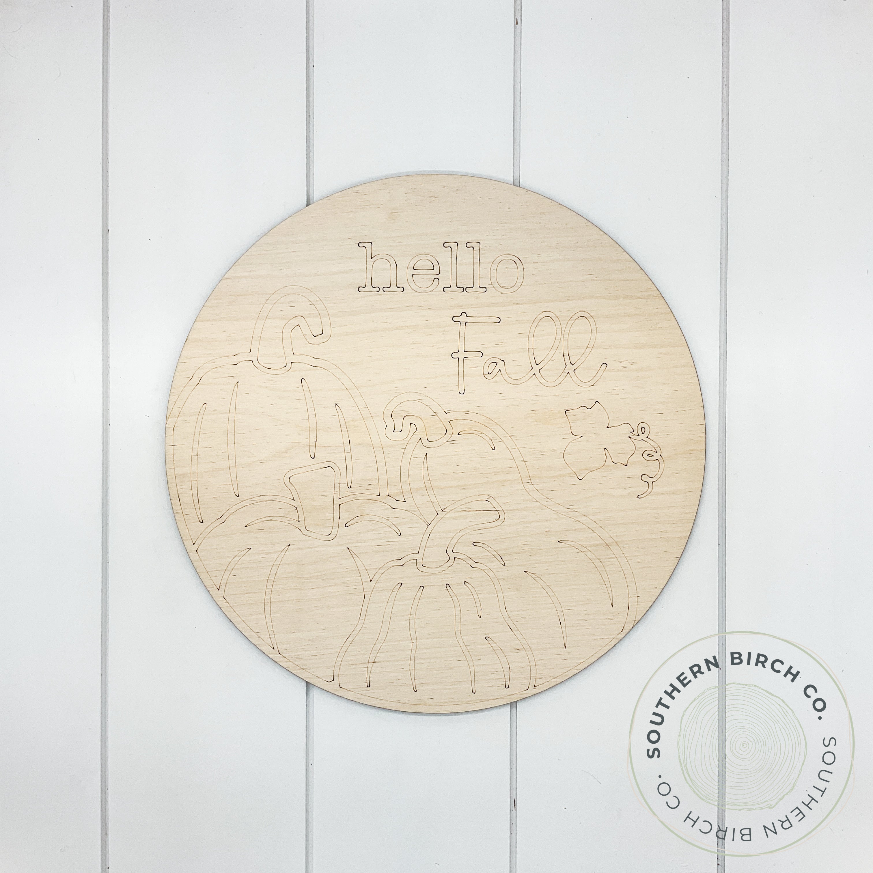 Gourds Etched Round Blank (Hello Fall)