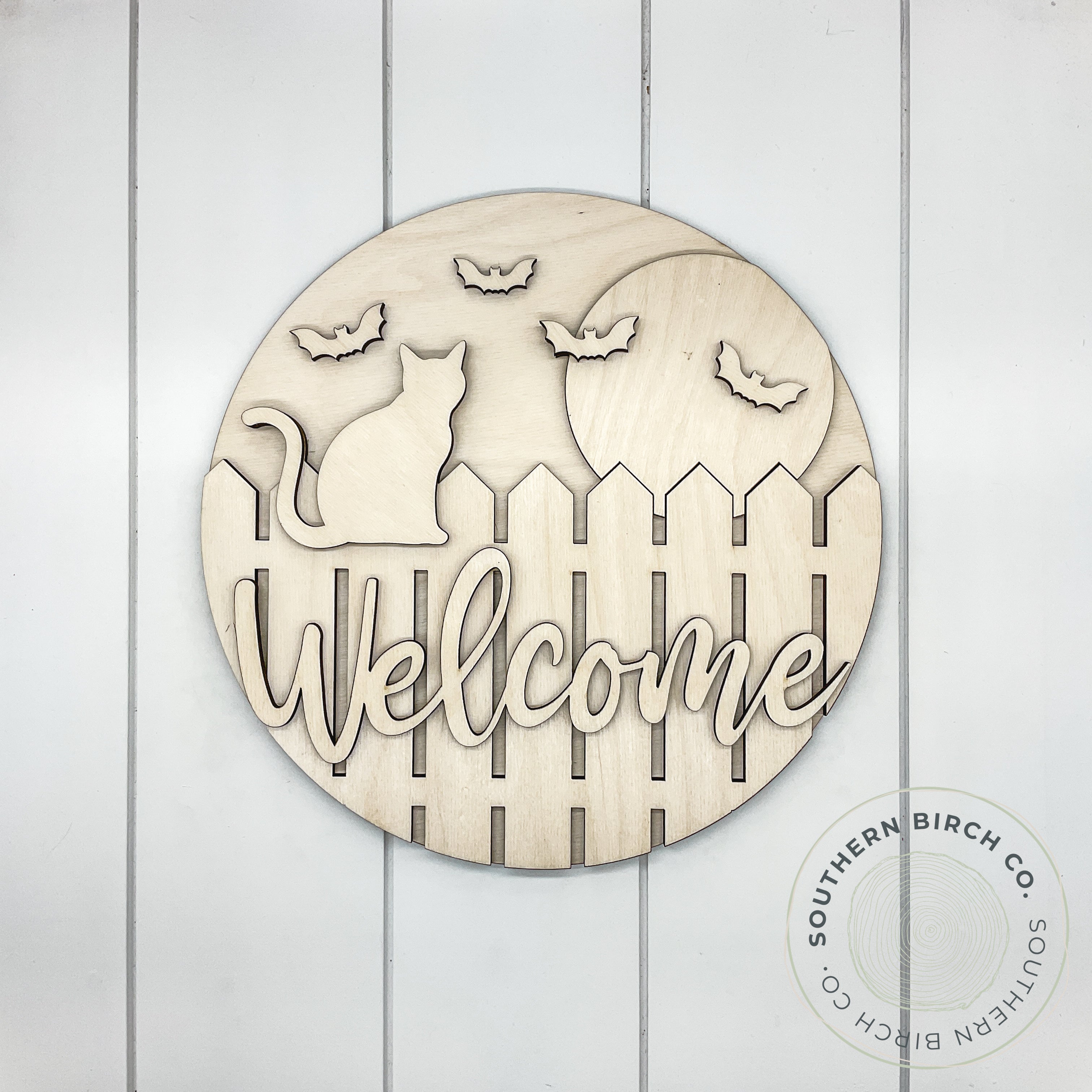 Welcome 3D Round Blank (Cat on Fence)