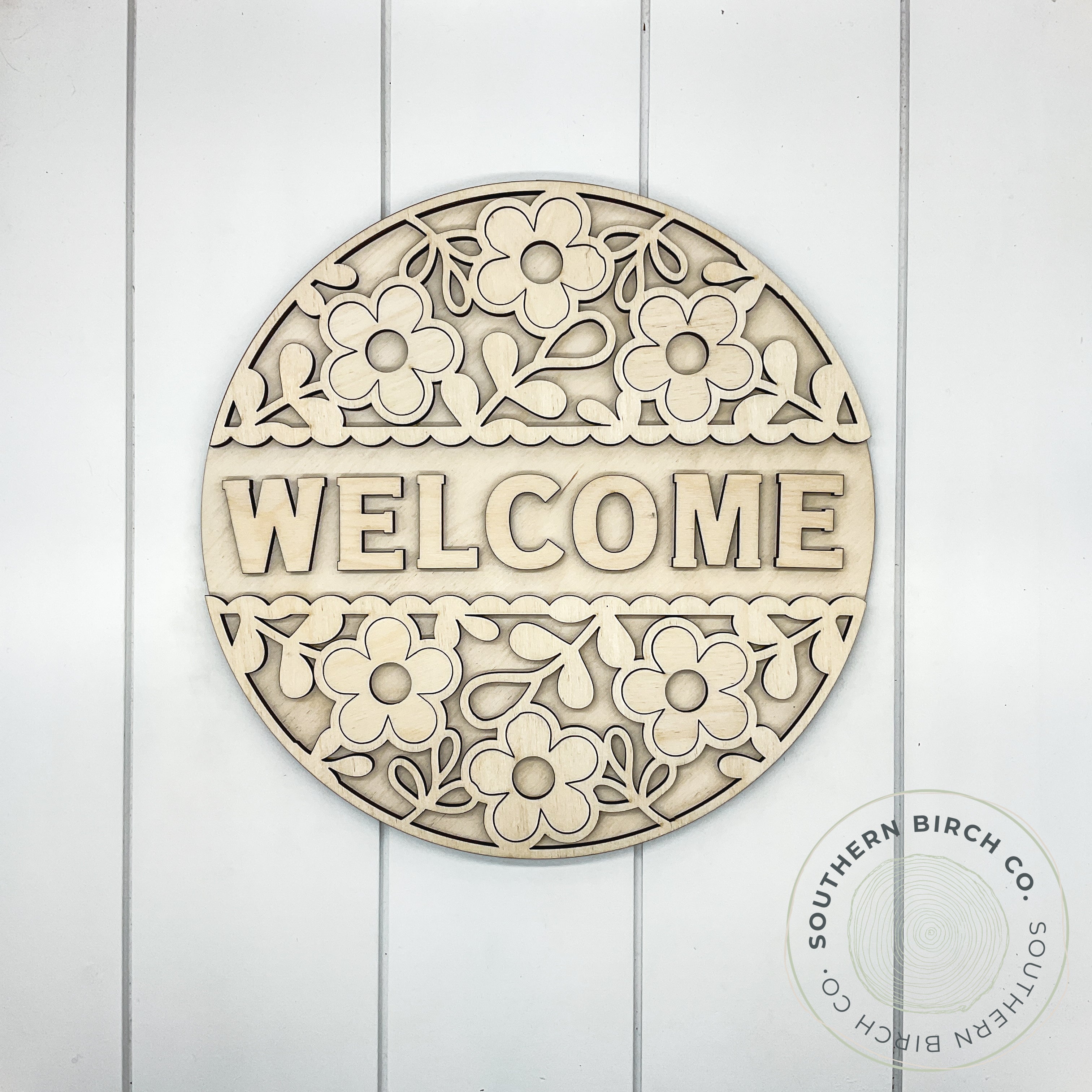 Welcome 3D Round Blank (Floral Scallop)