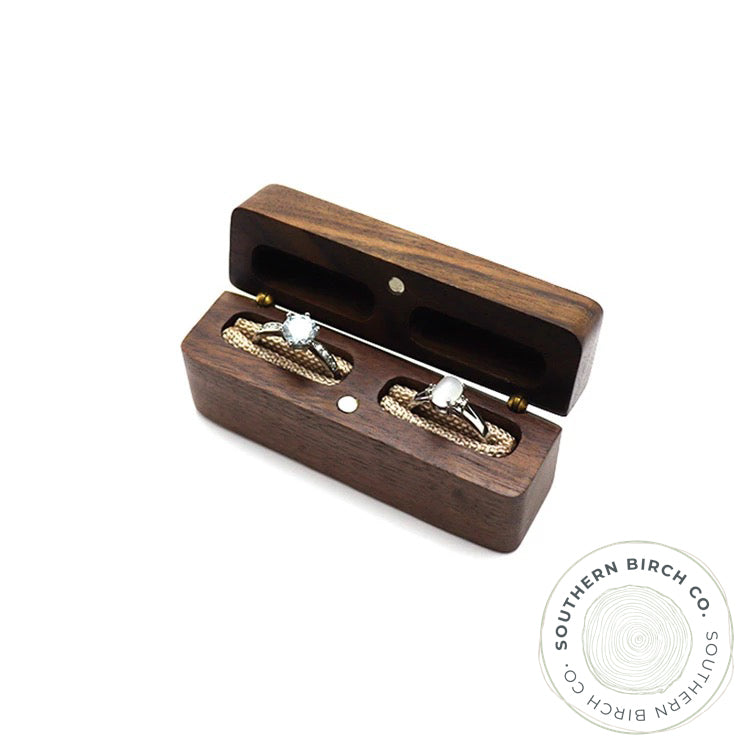 Walnut Wood Ring Box (Double Ring Box)