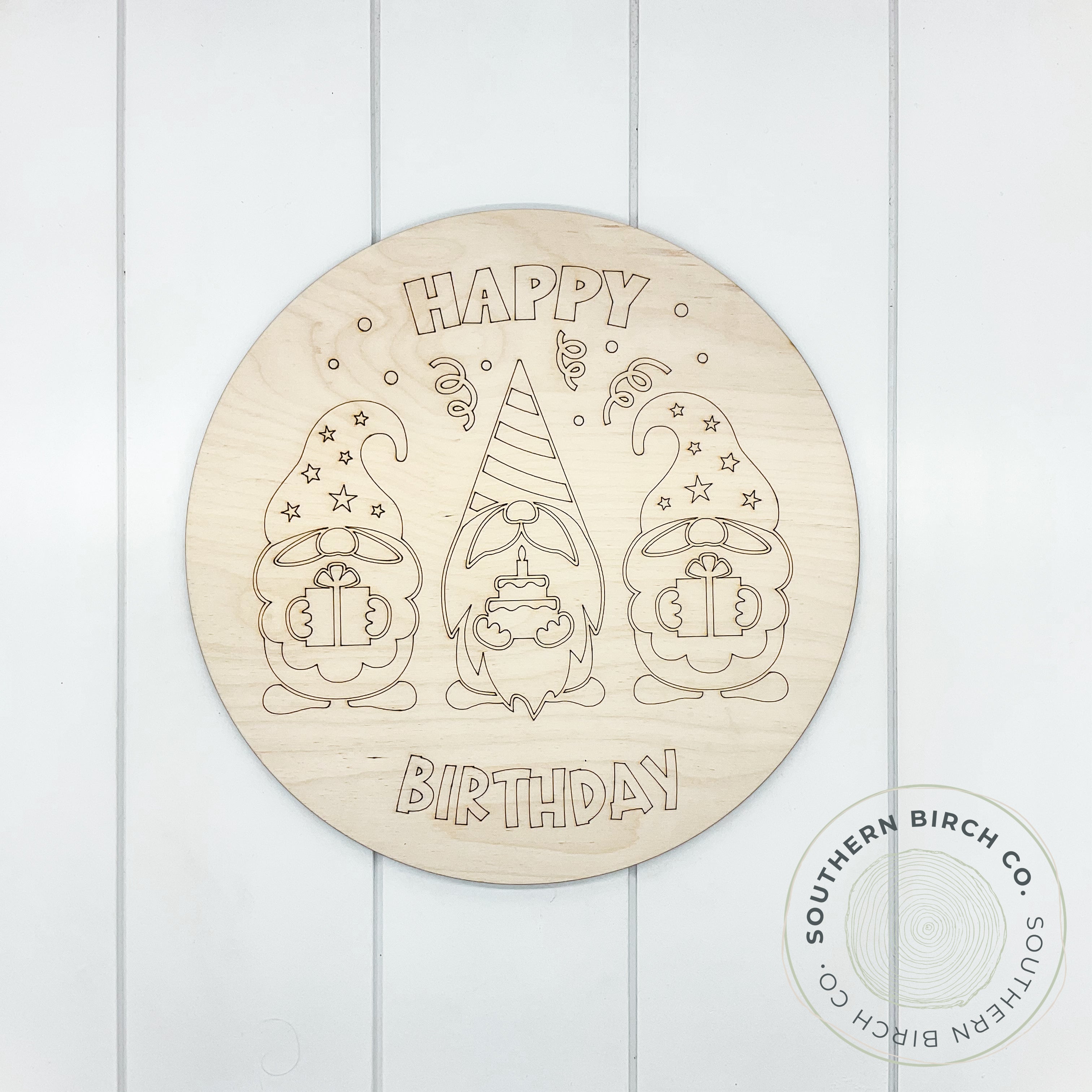 Gnome Trio Round Blank (Happy Birthday)