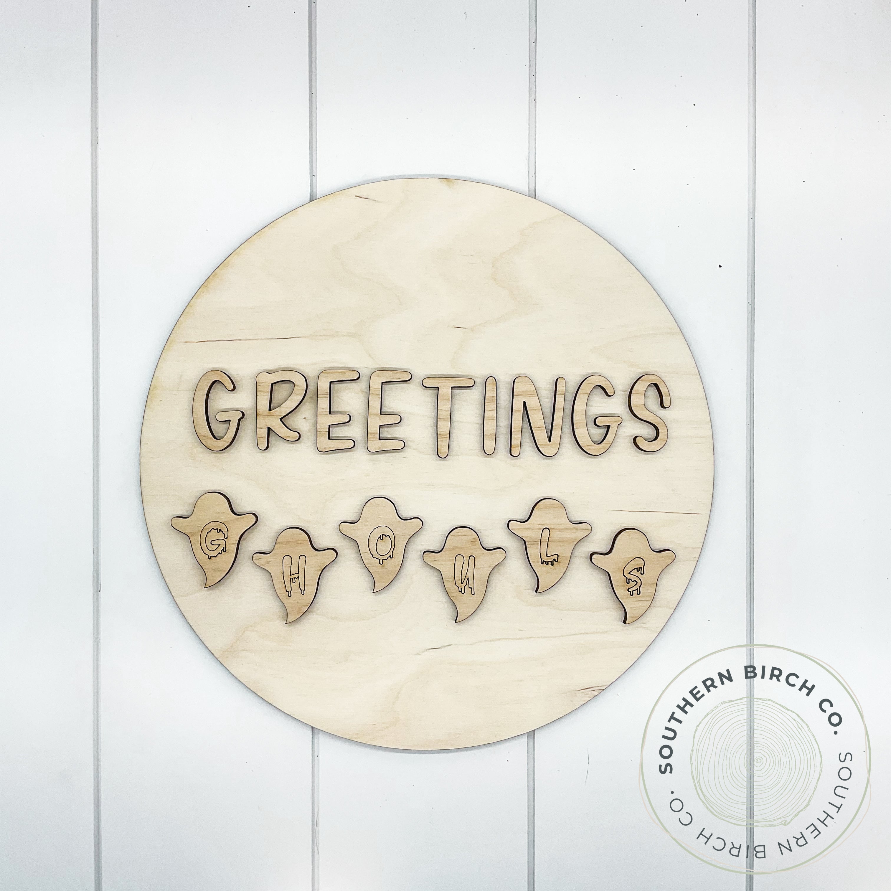 Greetings Ghouls 3D Round Blank