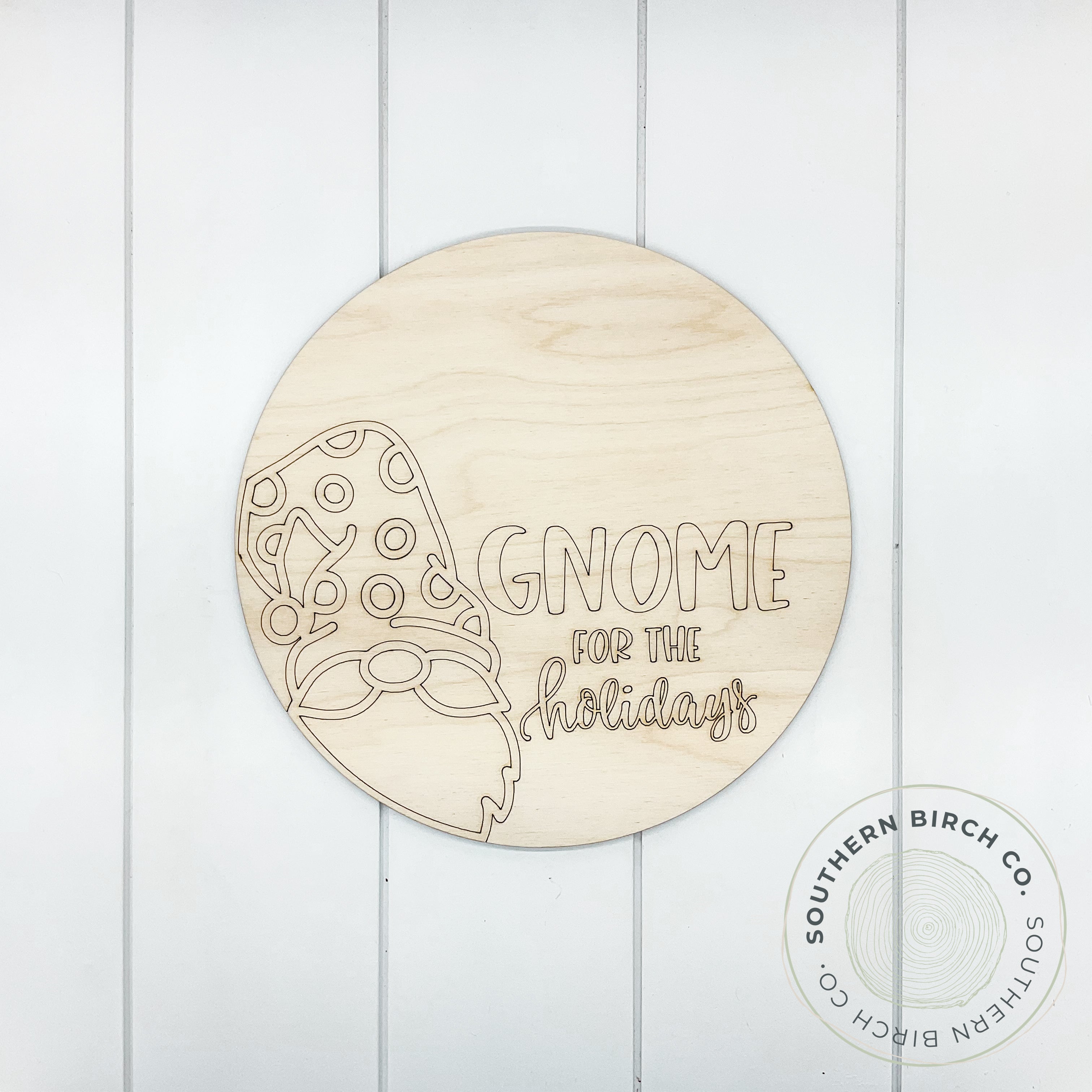 Gnome For The Holidays Etched Round Blank