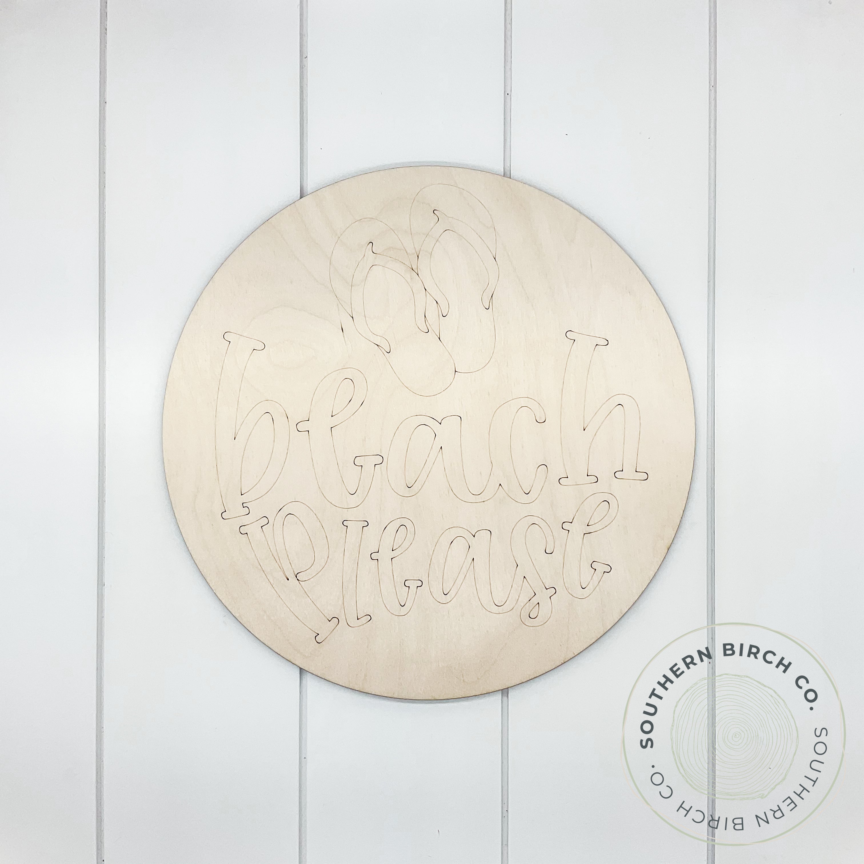 Beach Please Etched Round Blank (Flip Flops)