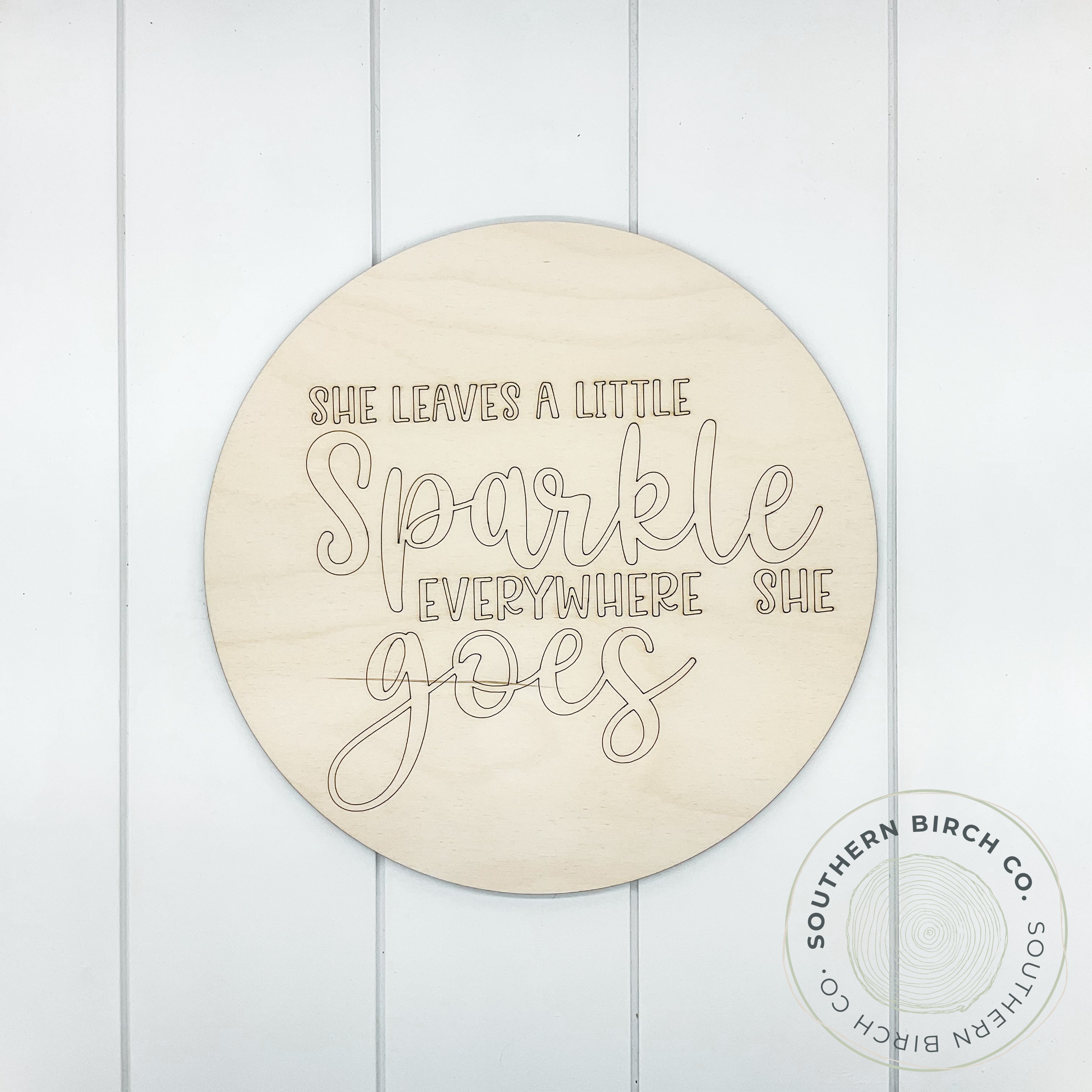 She Leaves A Little Sparkle Etched Round Blank