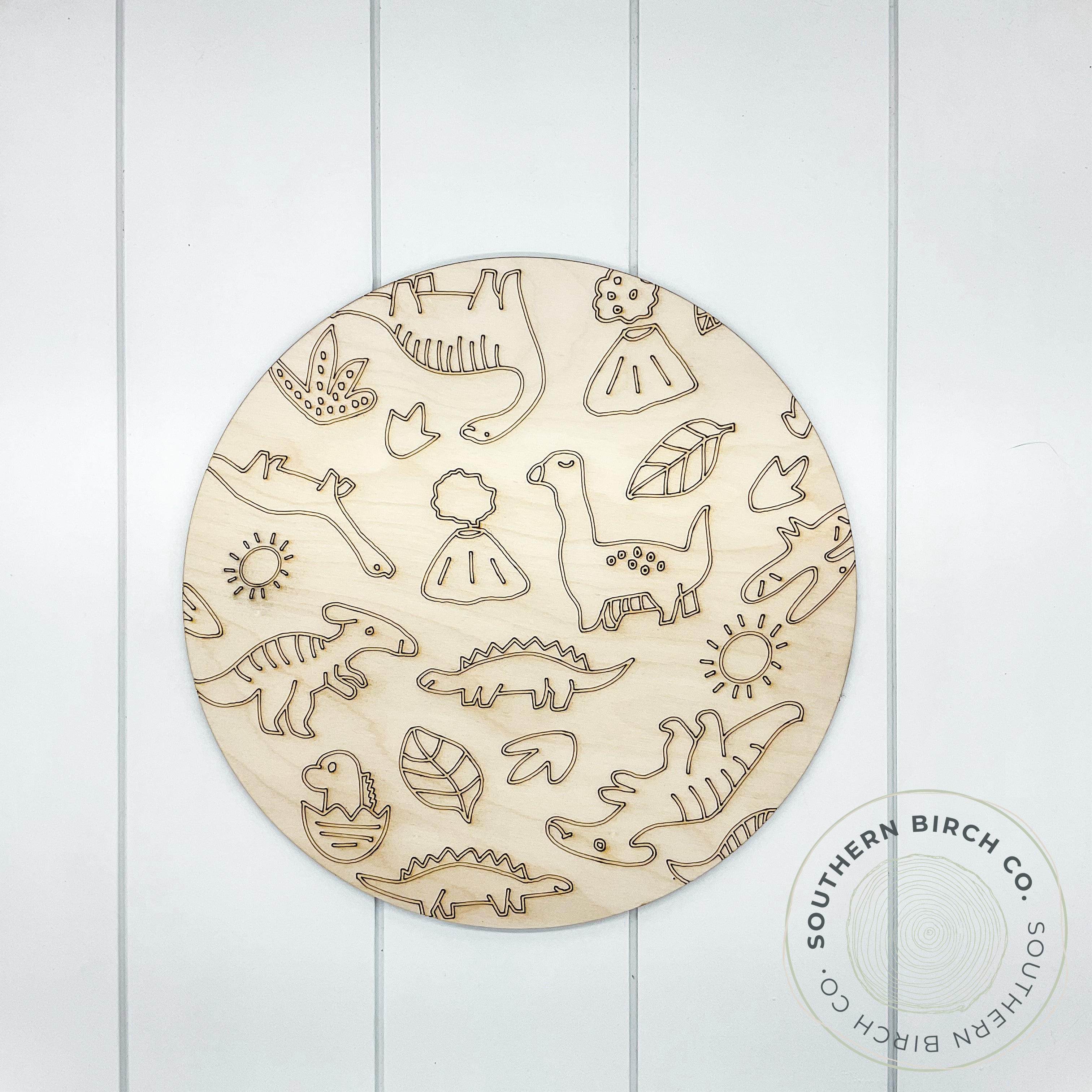 Dinosaur Print Etched Round Blank