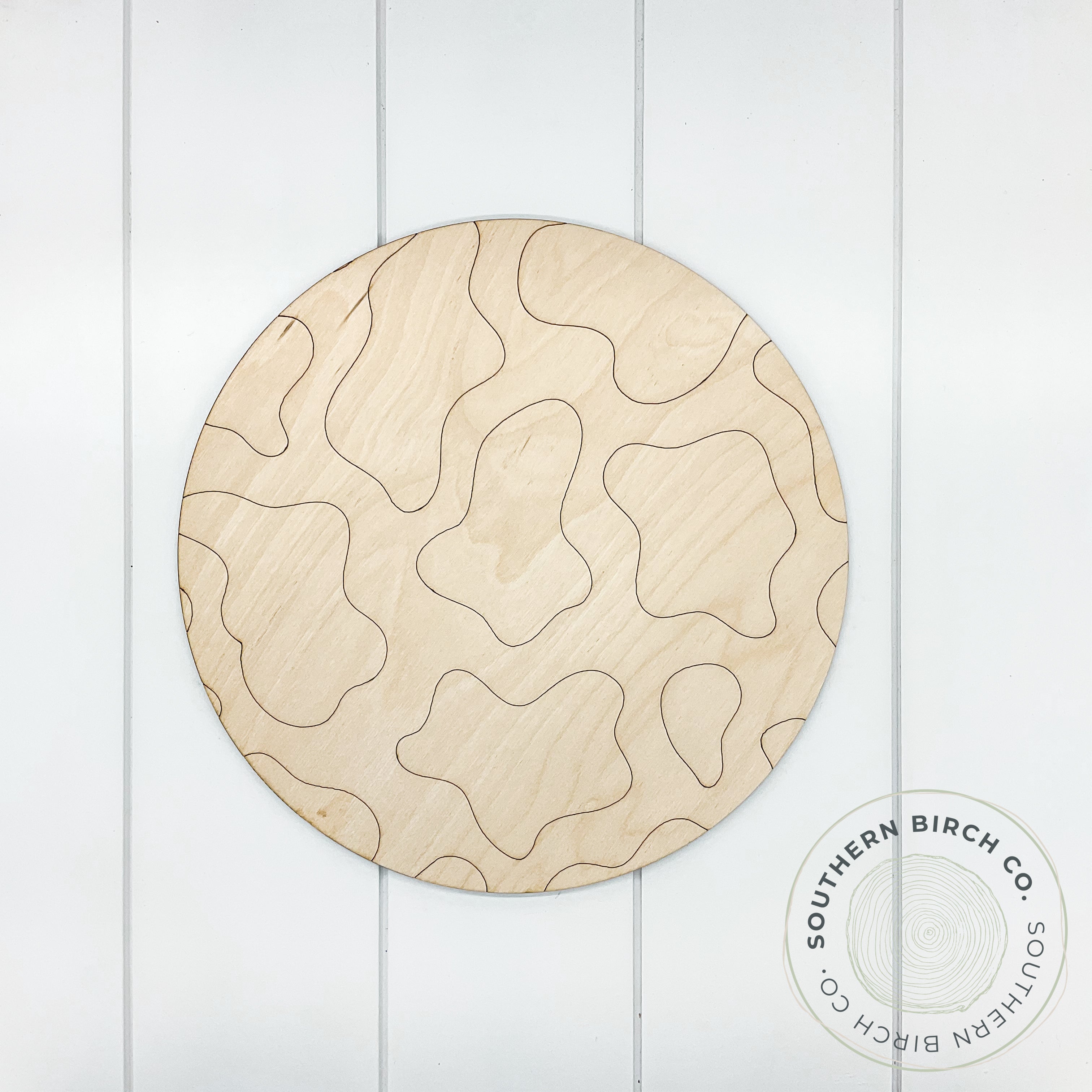 Cow Print Etched Round Blank