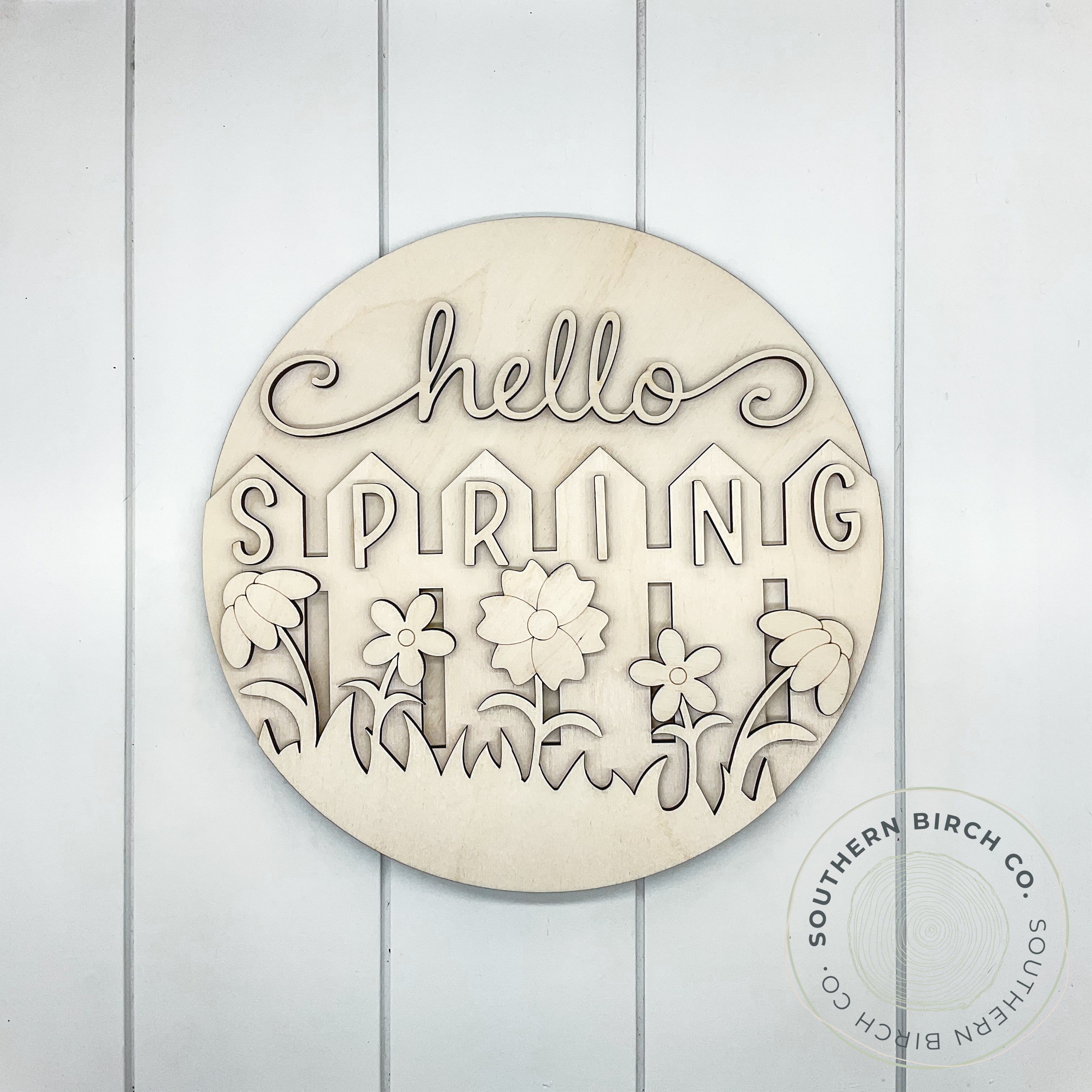 Hello Spring 3D Round Blank (Fence)