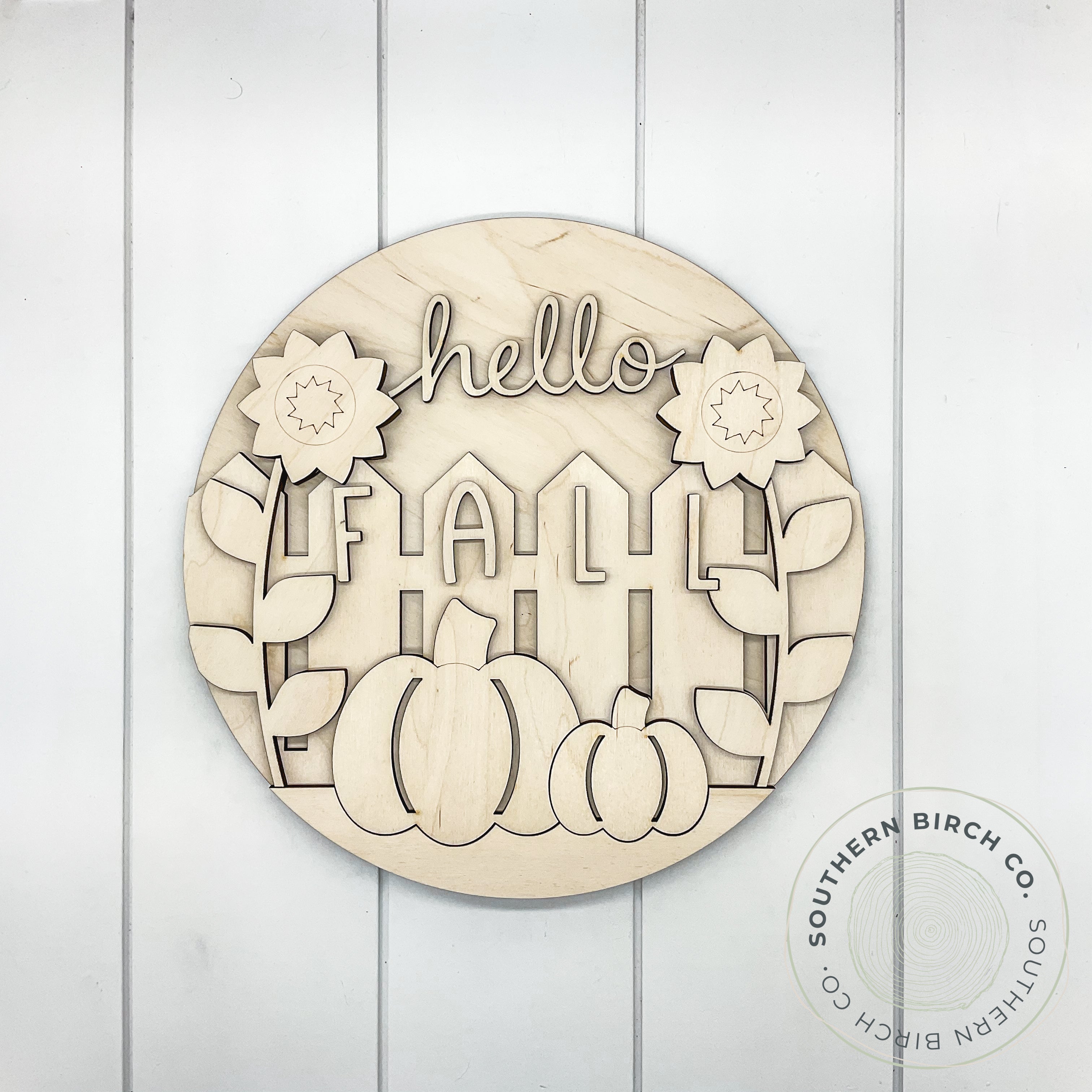 Hello Fall 3D Round Blank (Fence)
