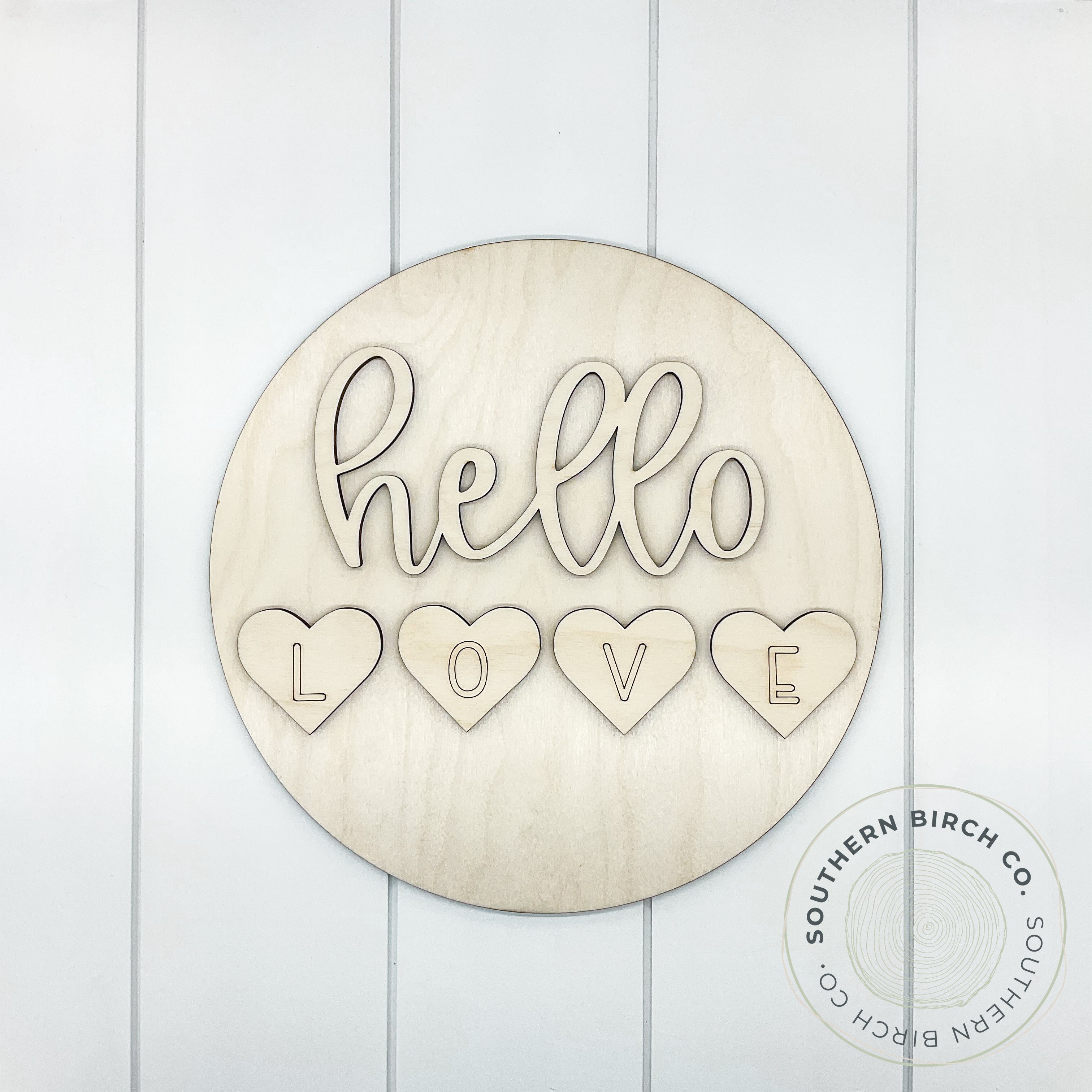 Hello Love 3D Round Blank (Hearts)