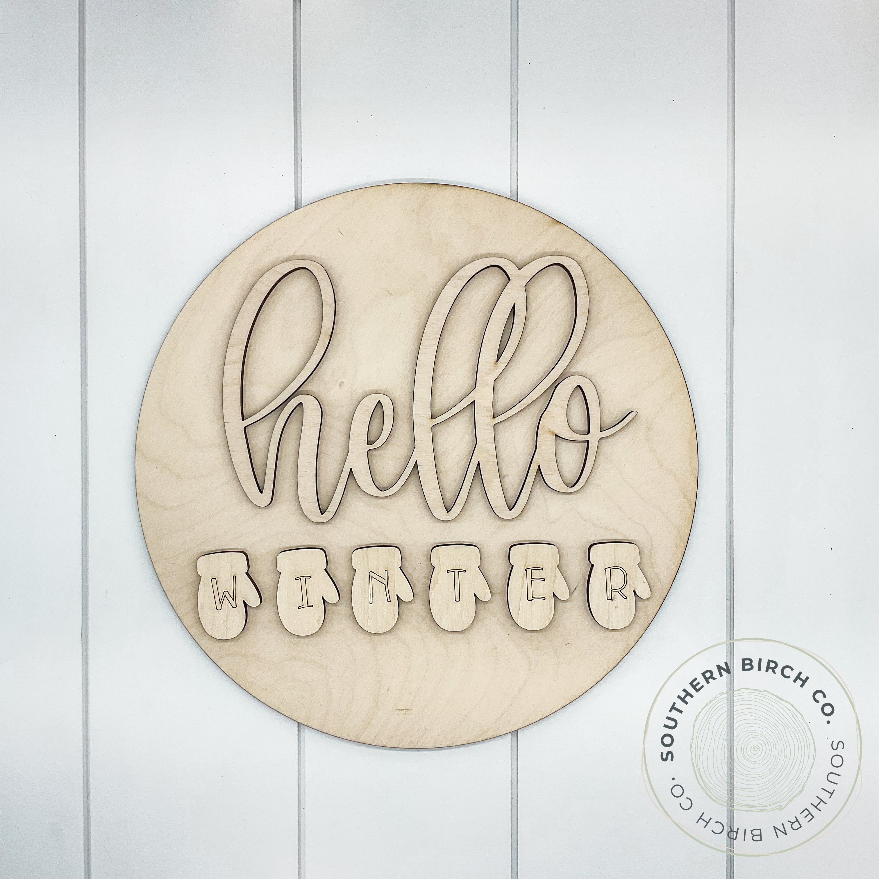 Hello Winter 3D Round Blank (Mittens)