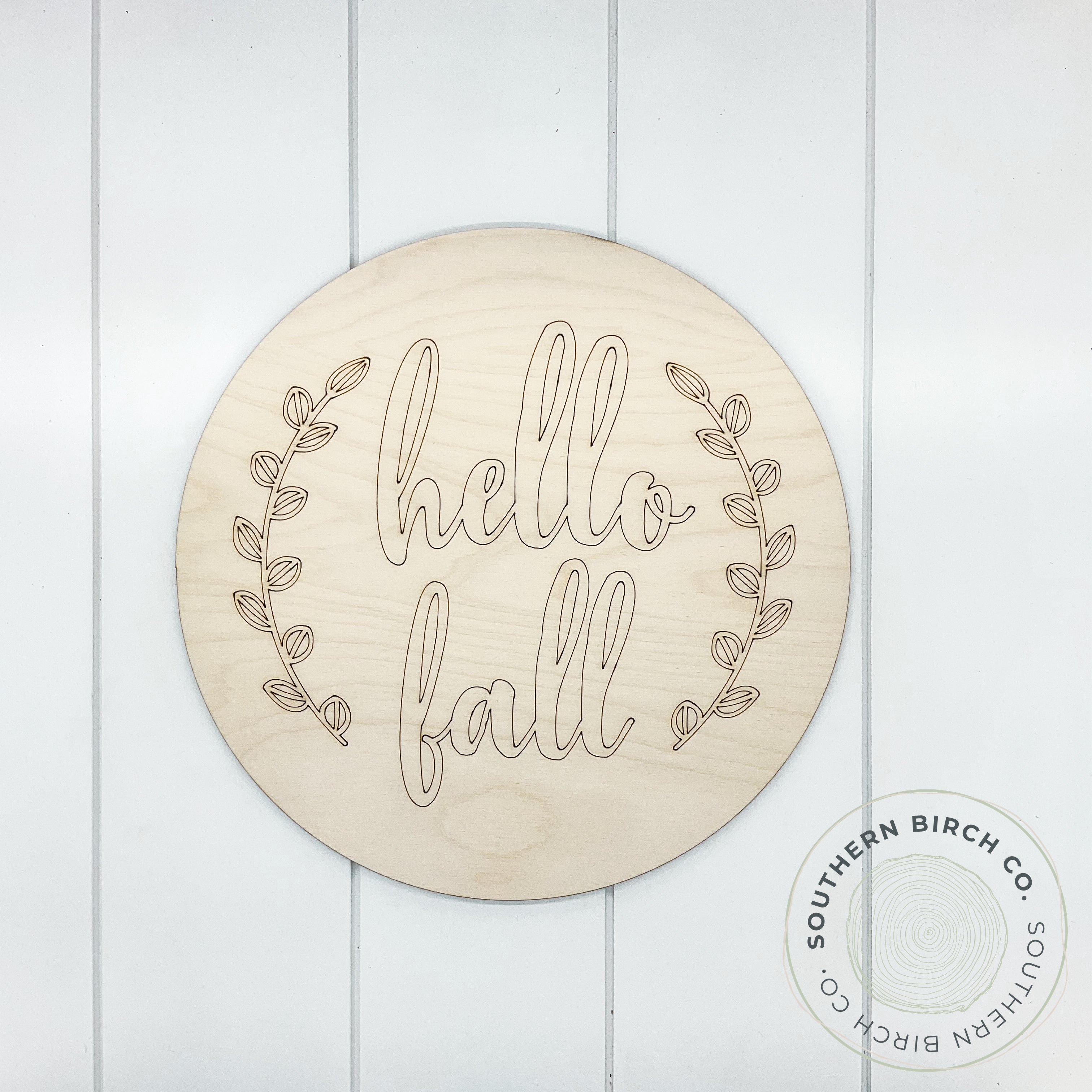 Hello Fall Etched Round Blank (Laurel)