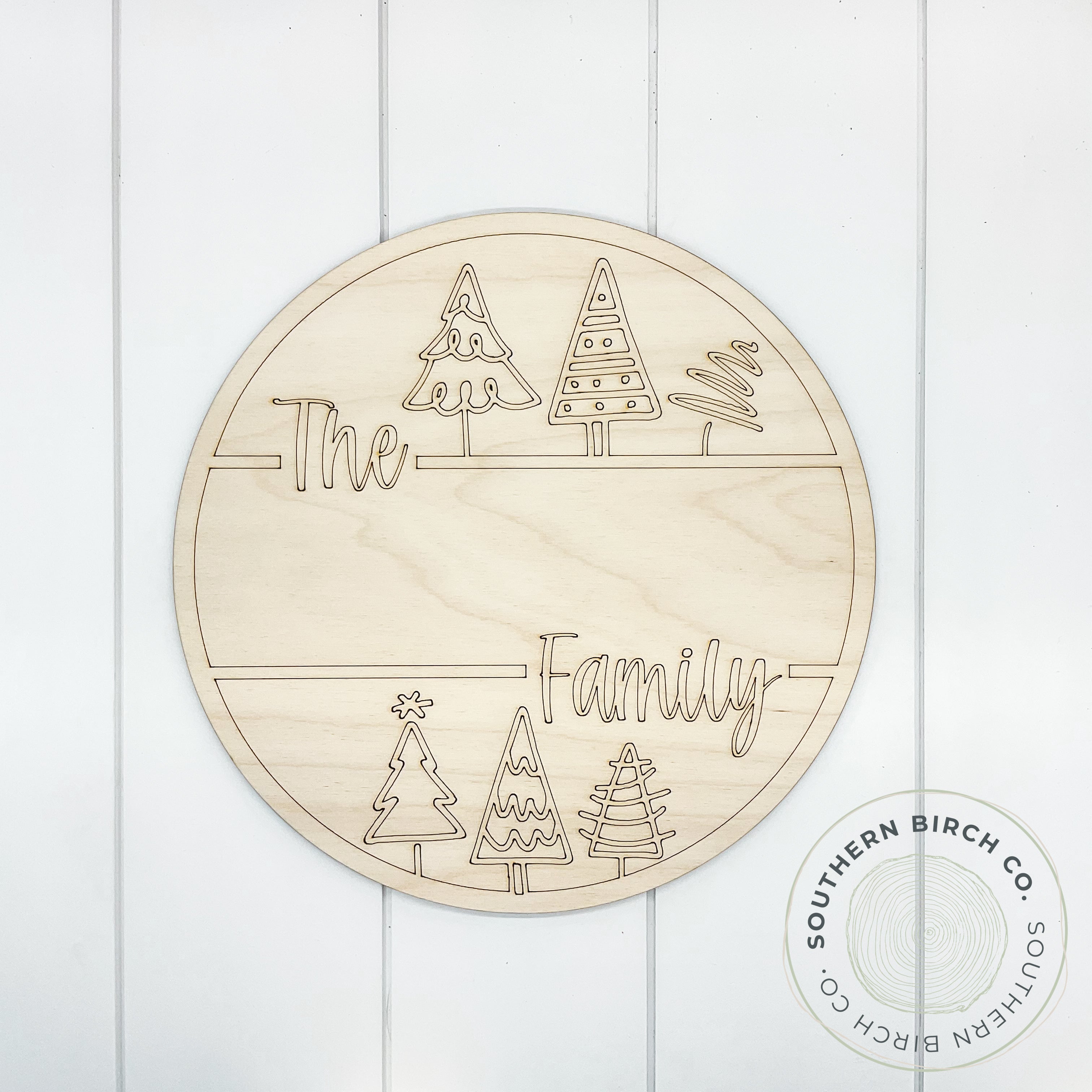 Family Name Etched Round Blank (Christmas)