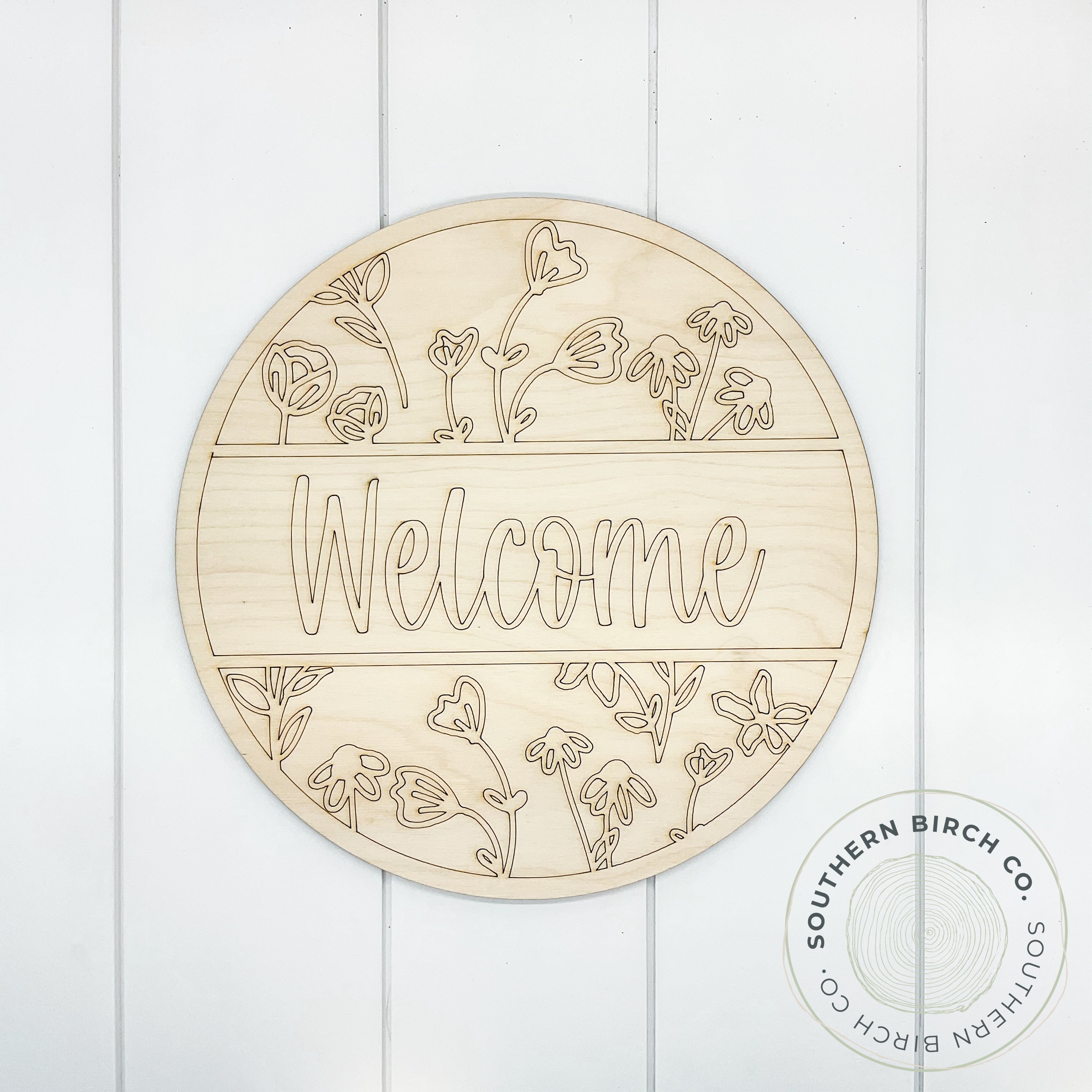 Welcome Etched Round Blank (Flowers)