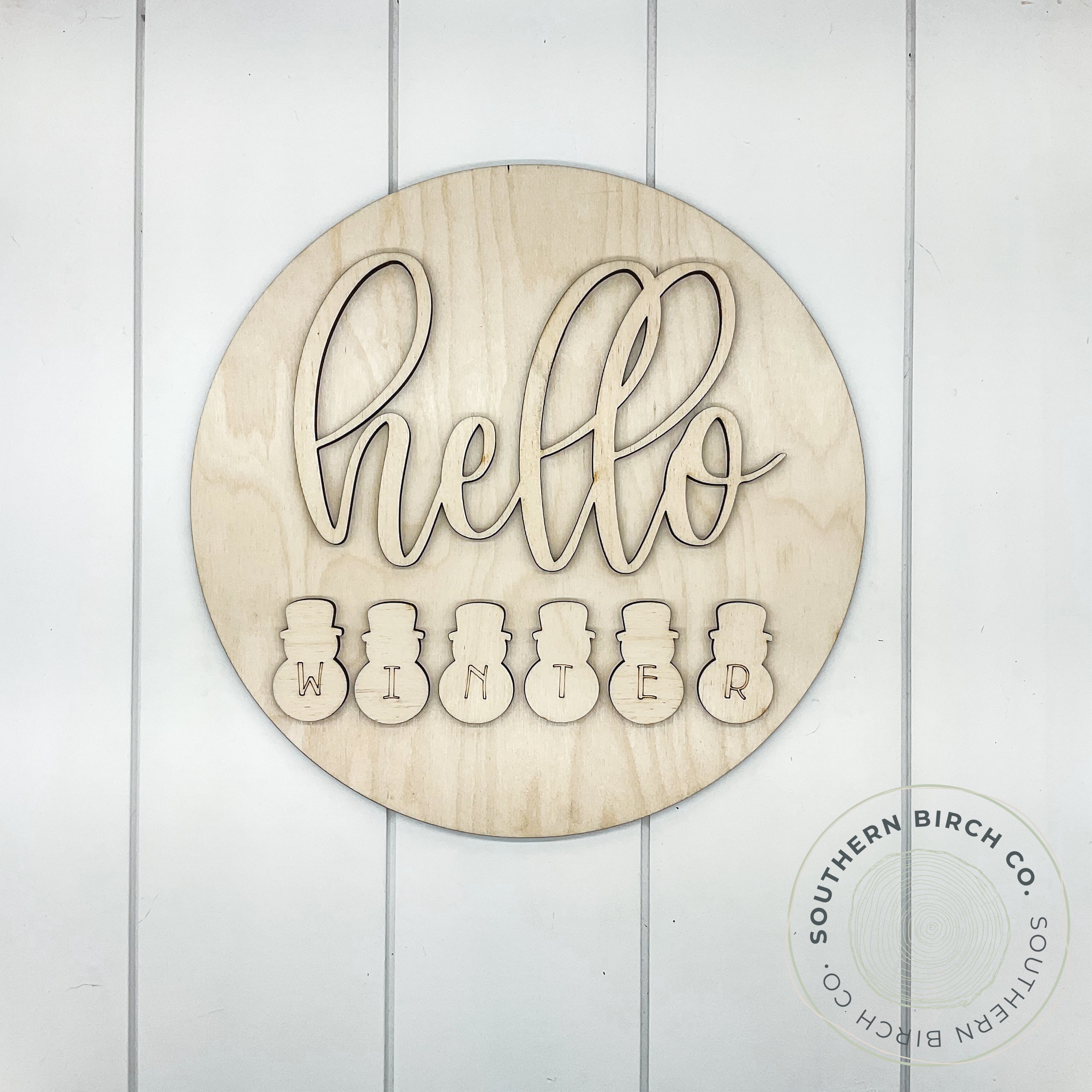 Hello Winter 3D Round Blank (Snowman)