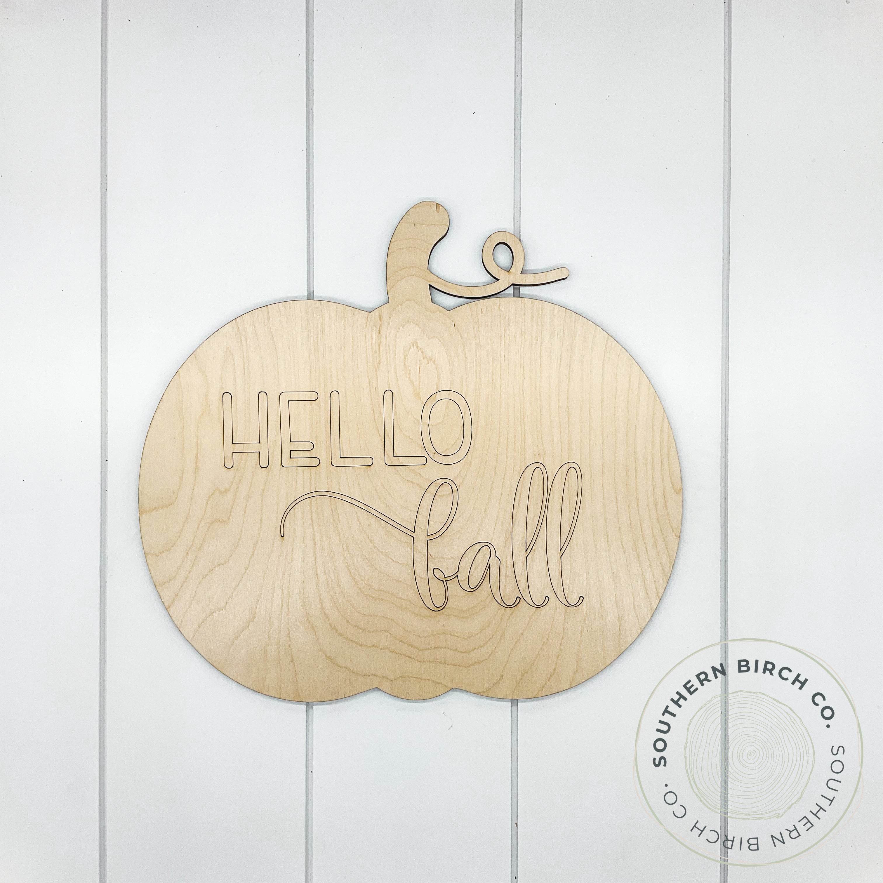 Hello Fall Etched Pumpkin Blank (Script)