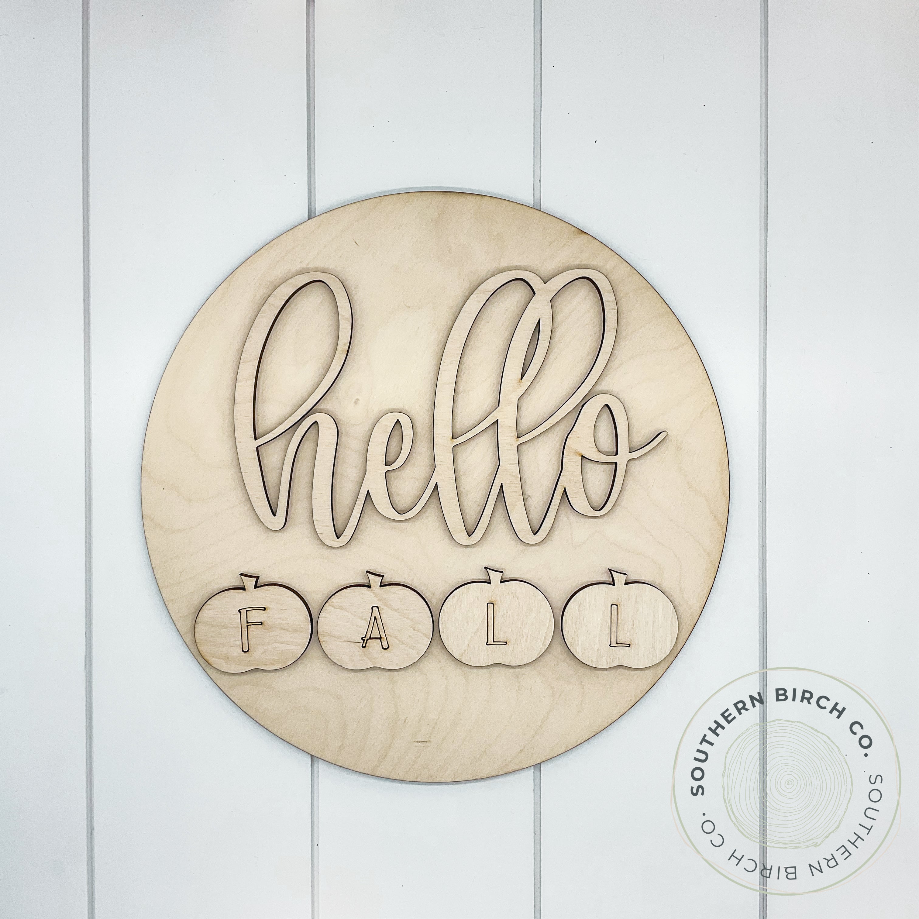 Hello Fall 3D Round Blank (Pumpkins)