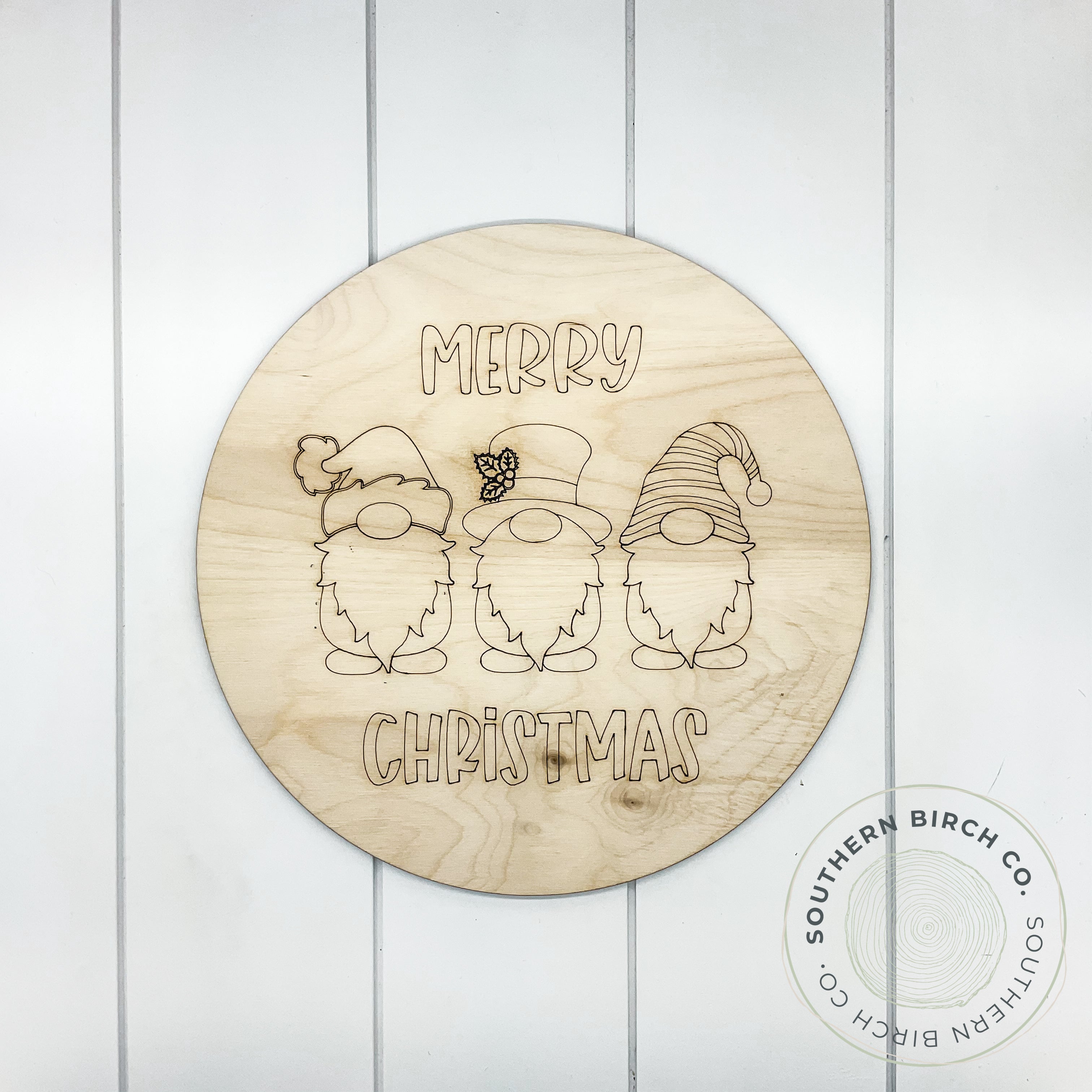 Gnome Trio Round Blank (Merry Christmas)