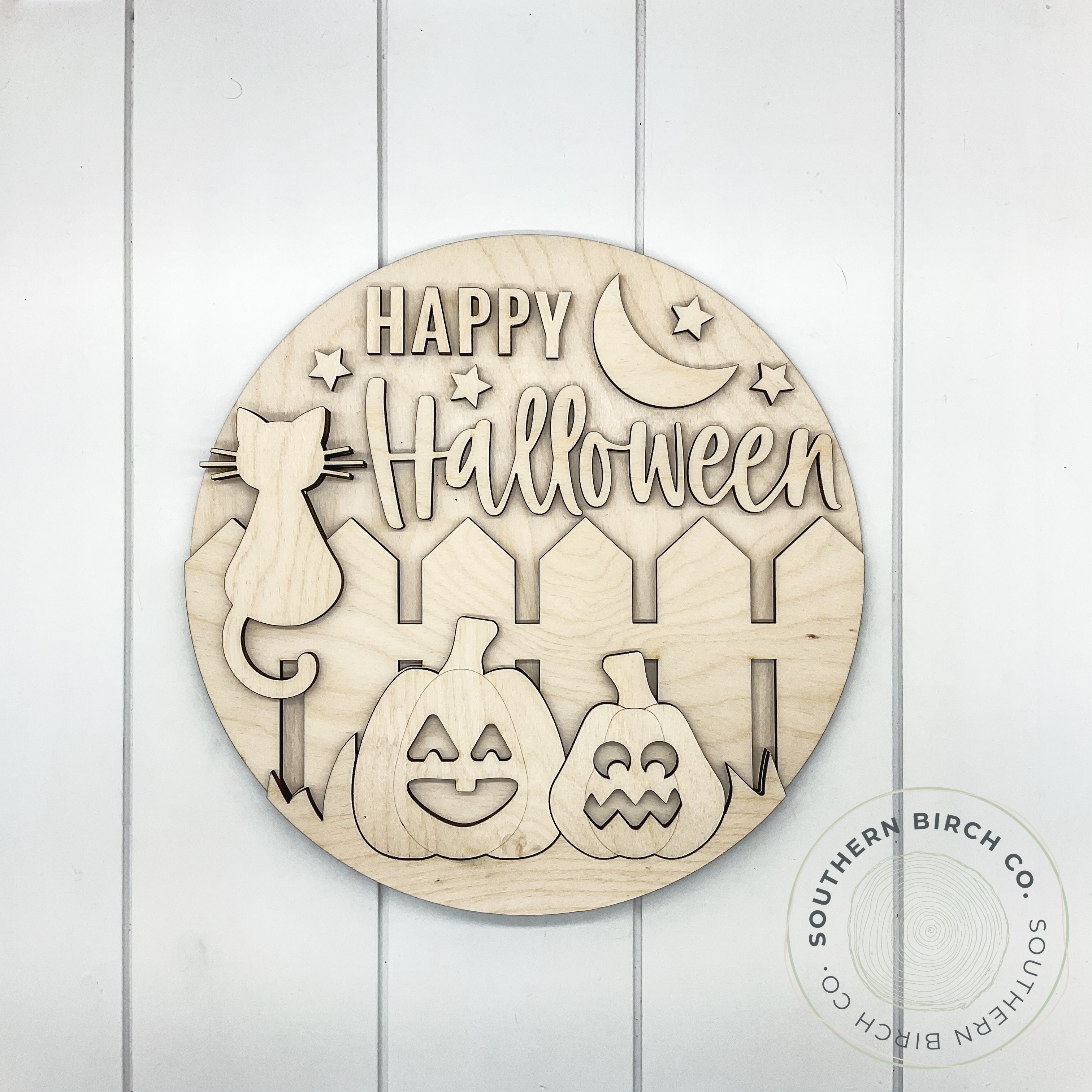 Happy Halloween 3D Round Blank (Fence)