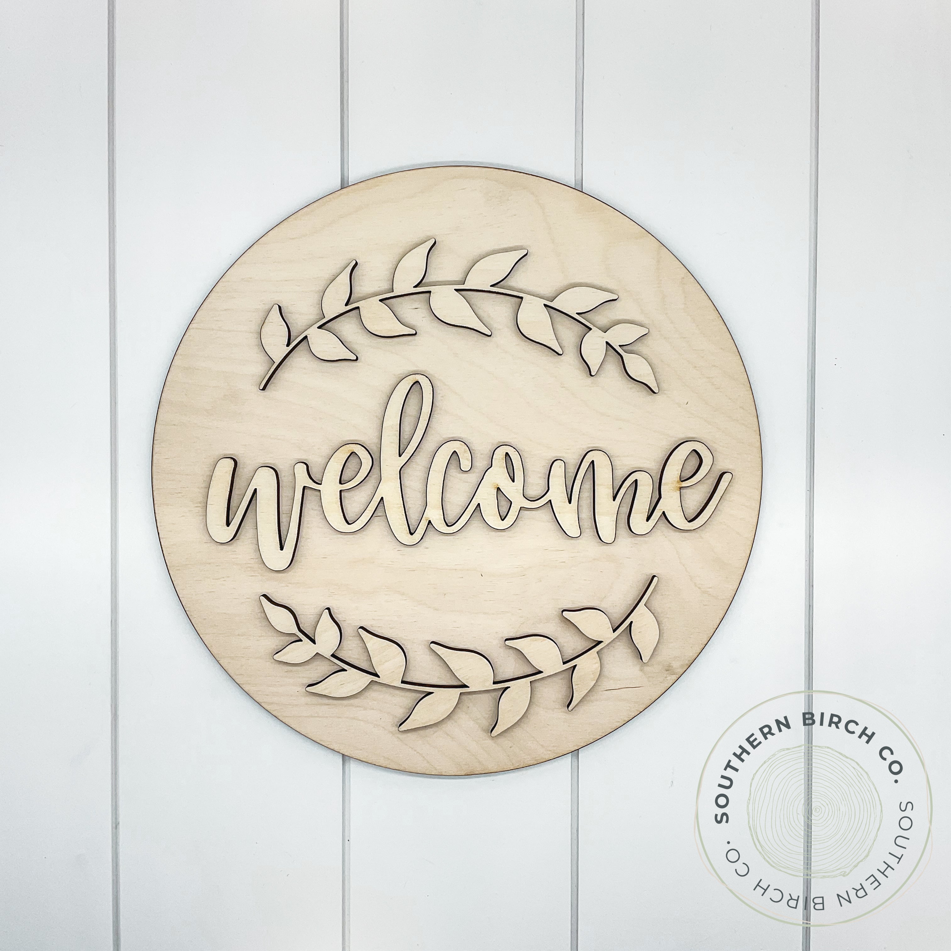 Welcome Laurel 3D Round Blank