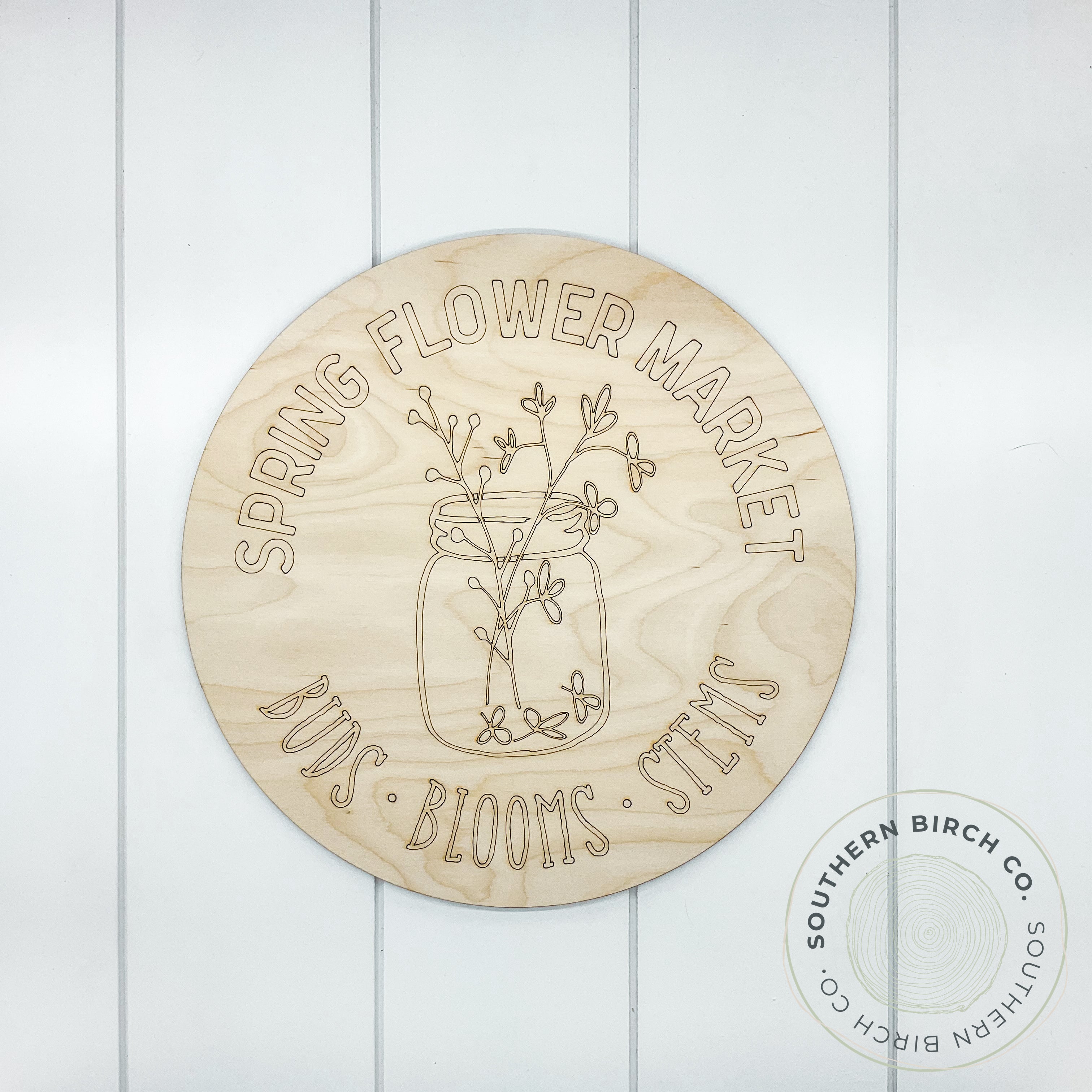 Spring Flower Market Etched Round Blank