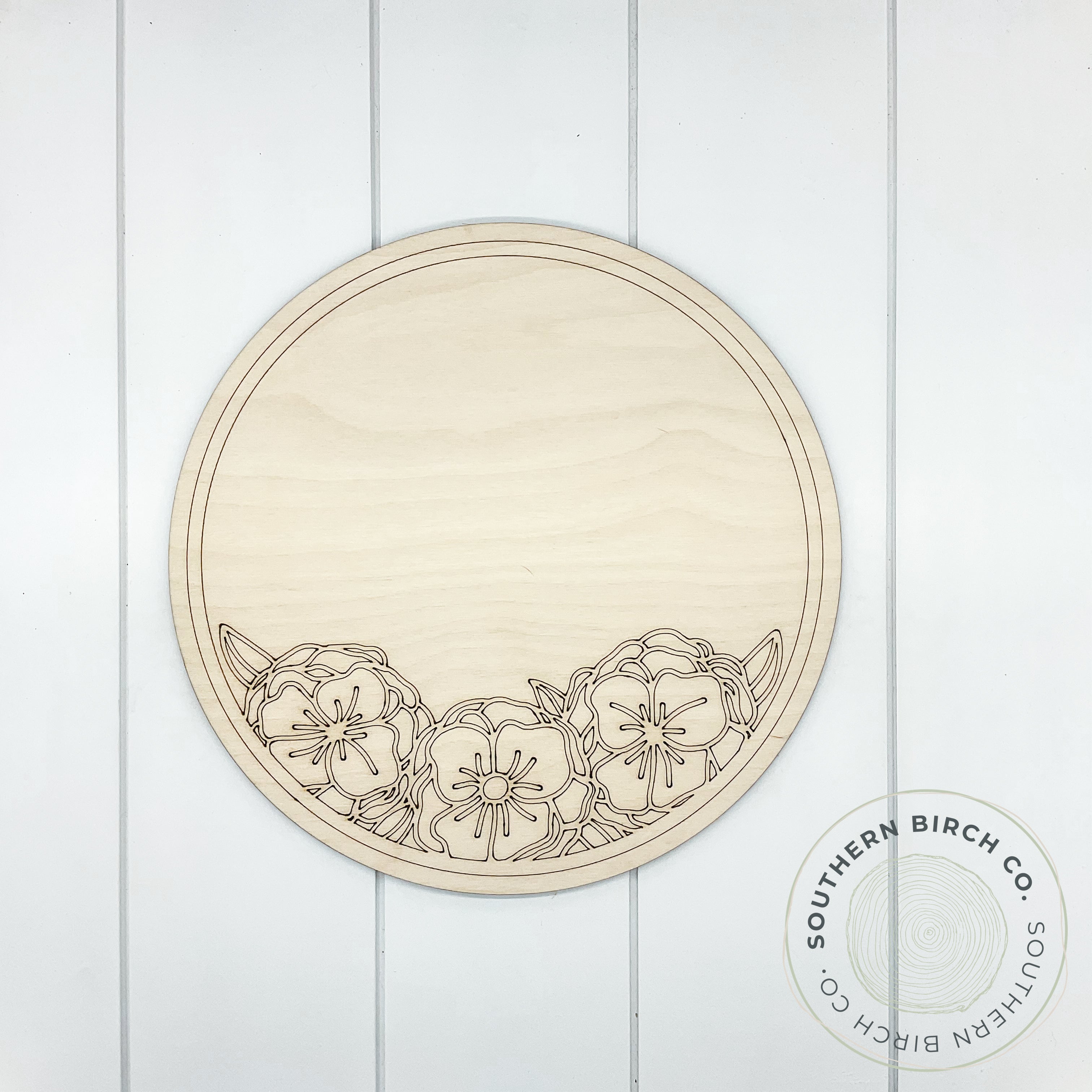 Personalized Name Sign Blank (Floral Round)