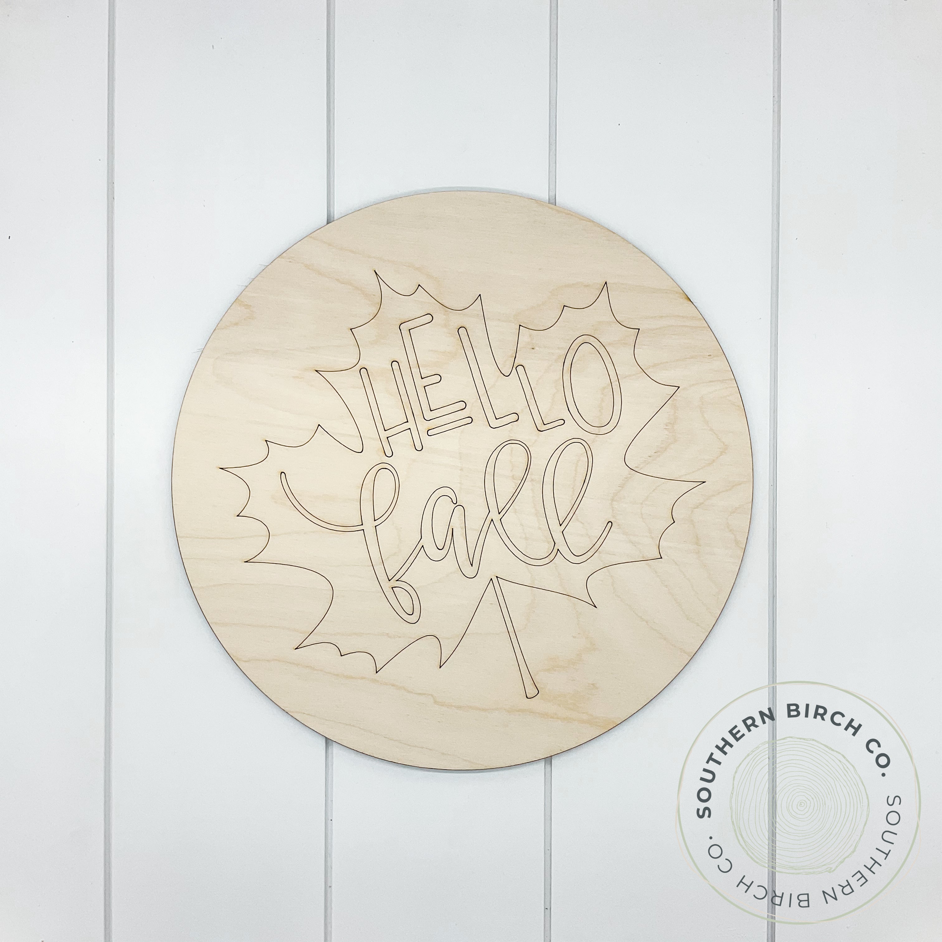Hello Fall Leaf Etched Round Blank