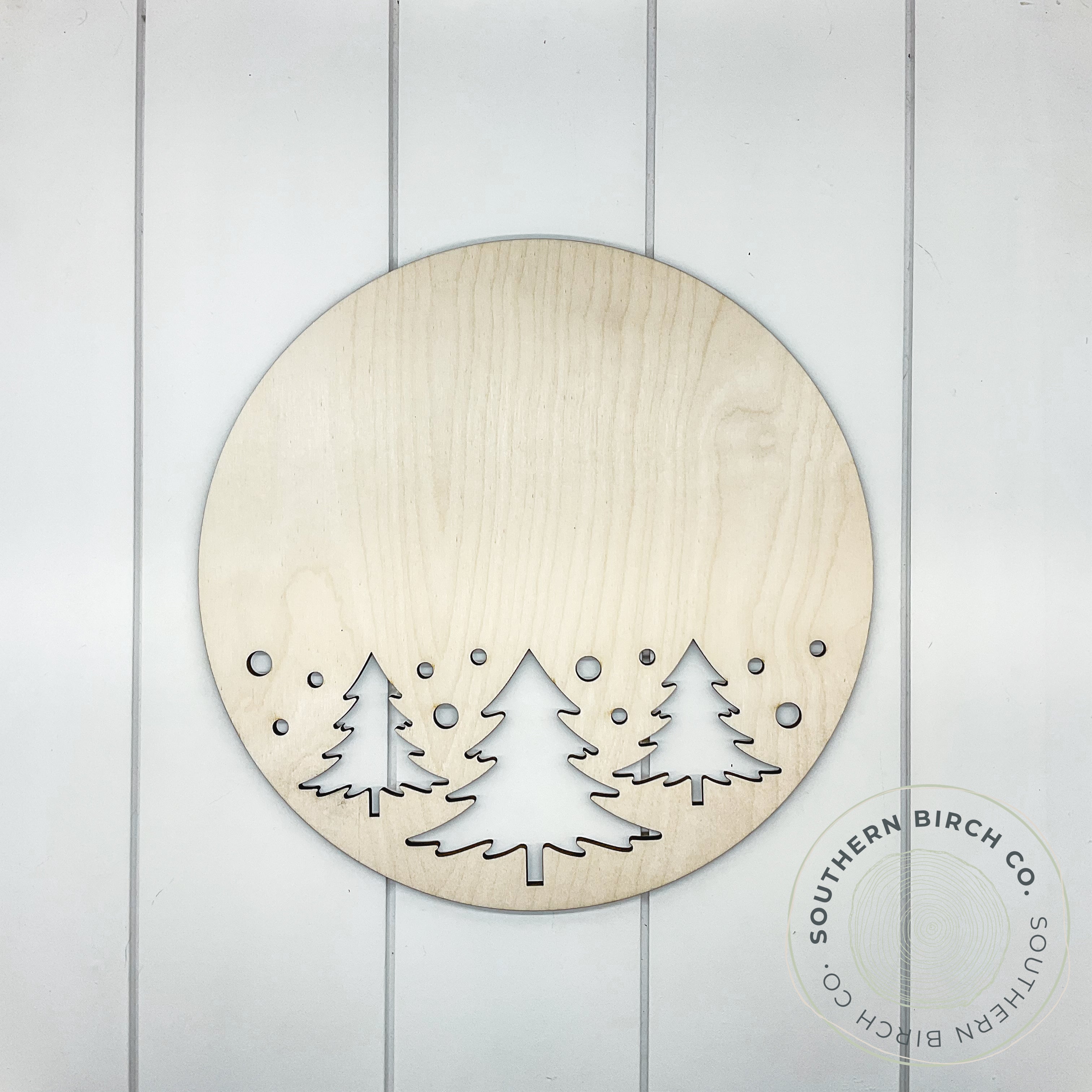 Round Cutout Blank (Christmas Trees and Snow)
