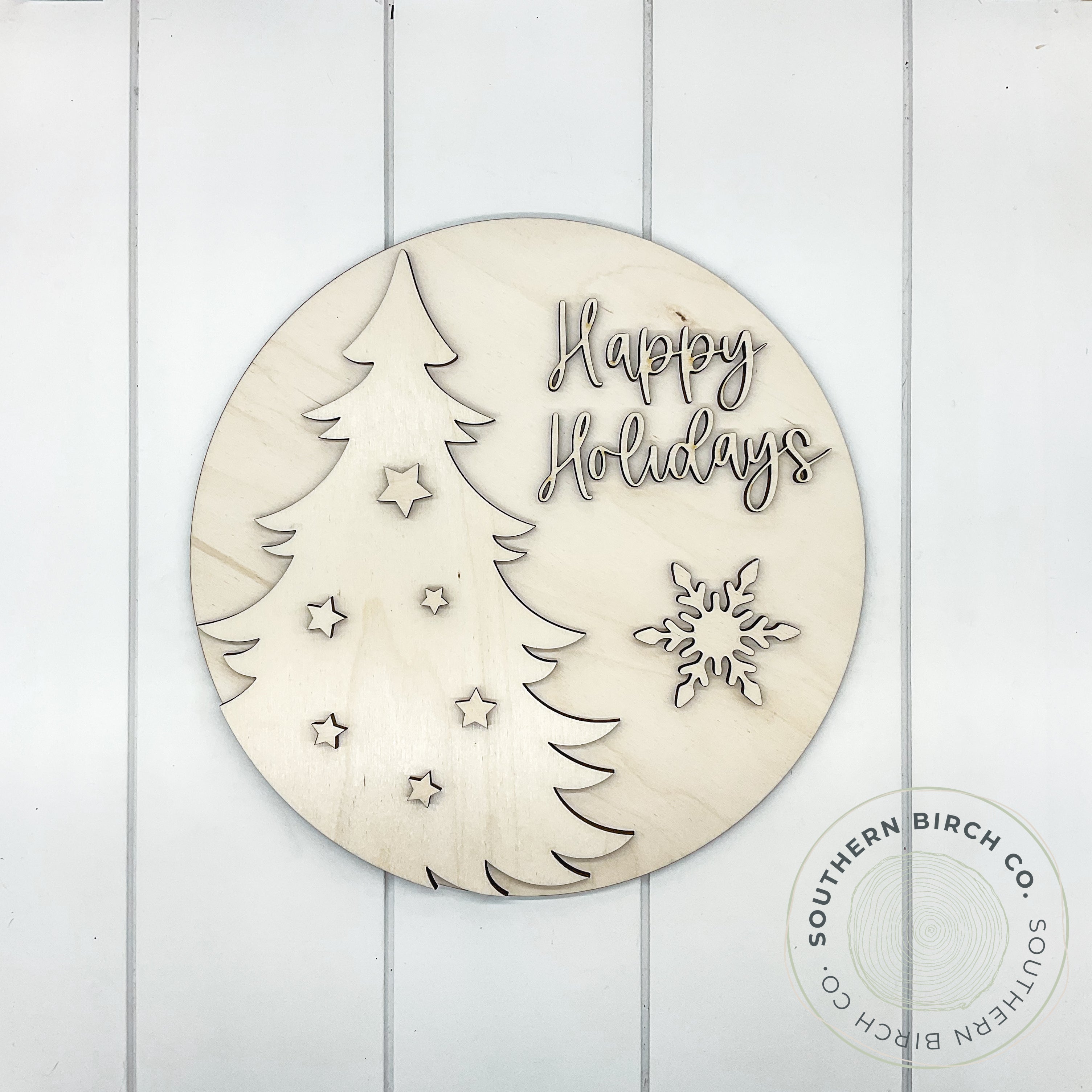 Christmas Tree 3D Round Blank (Happy Holidays)