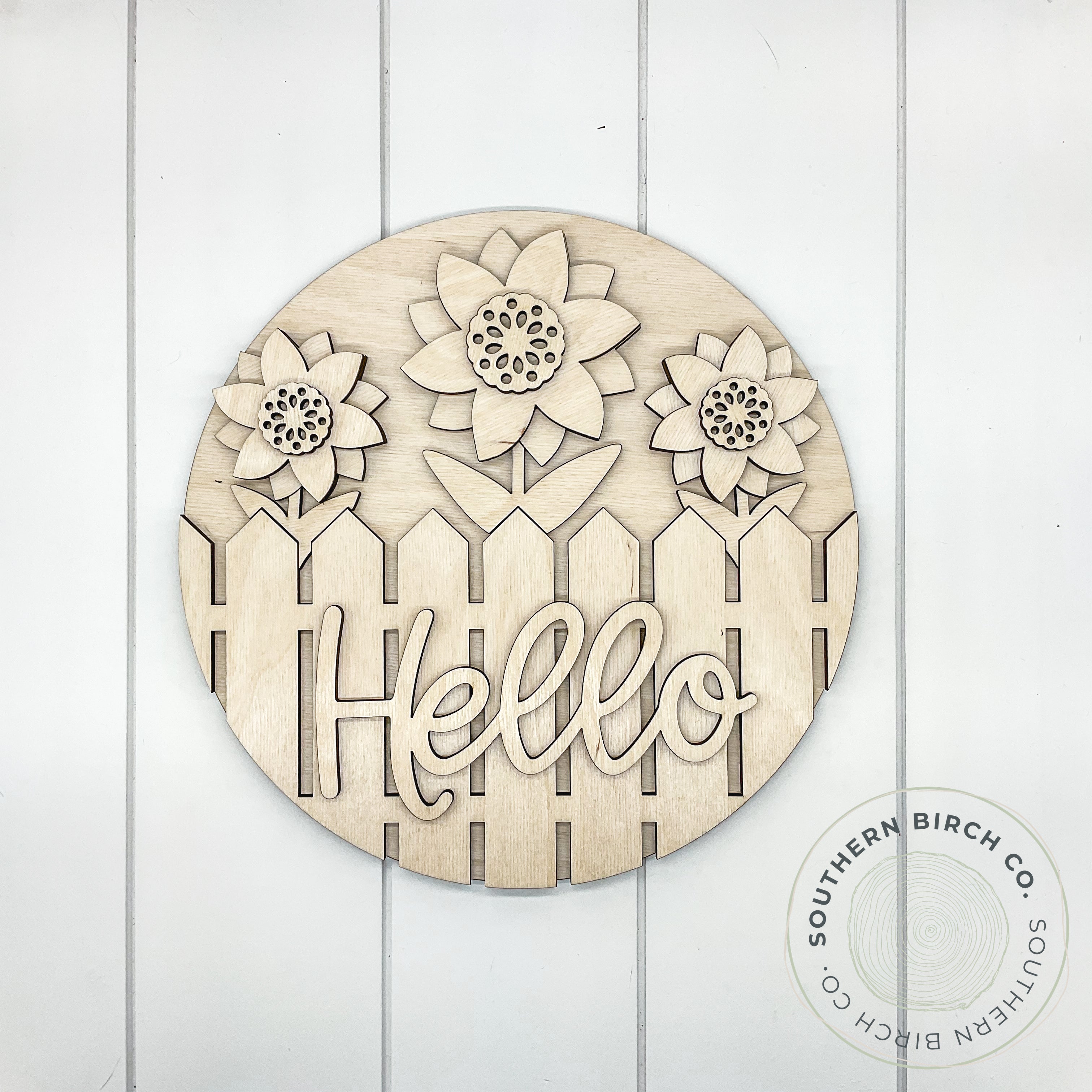 Hello 3D Round Blank (Sunflowers)