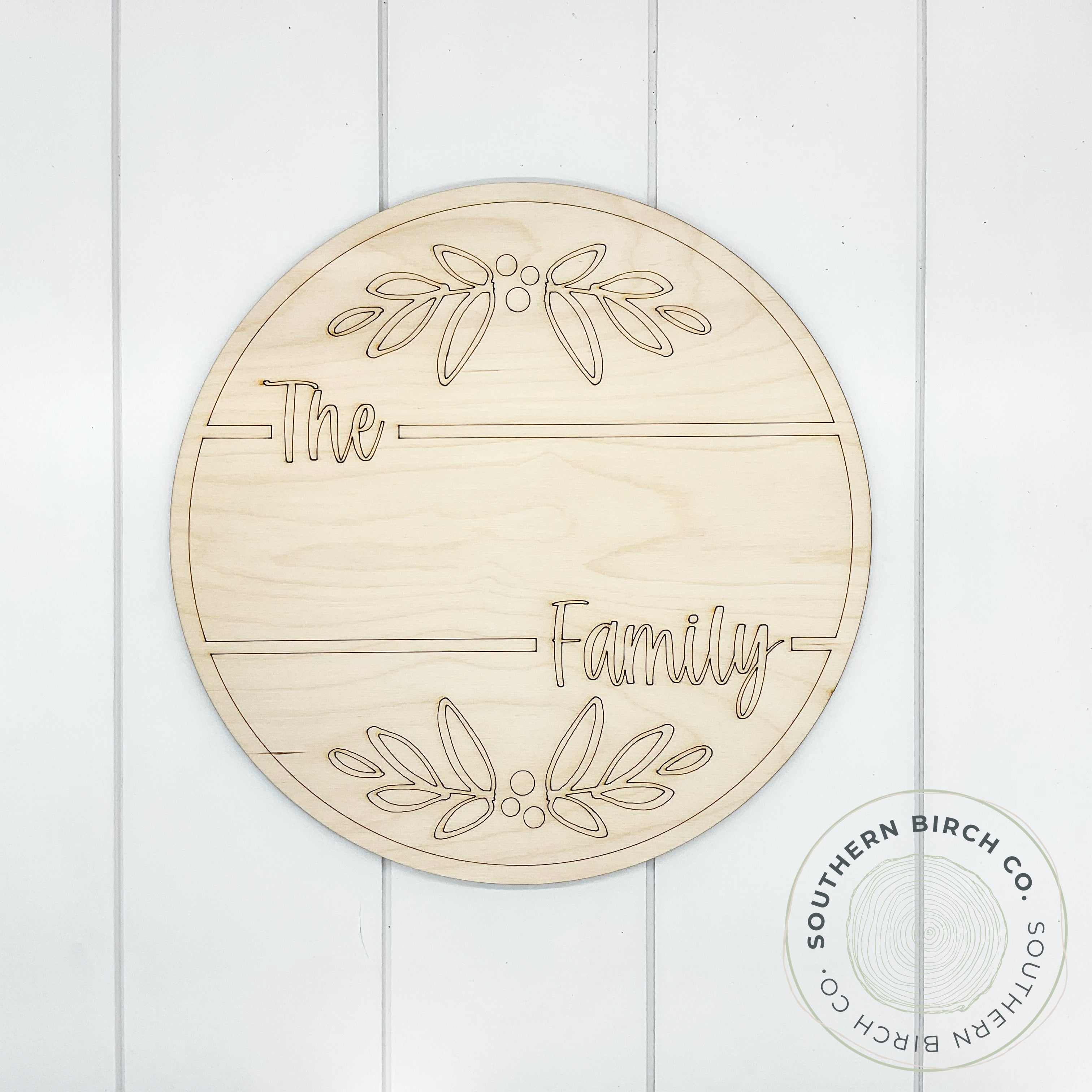 Family Name Etched Round Blank (Mistletoe)