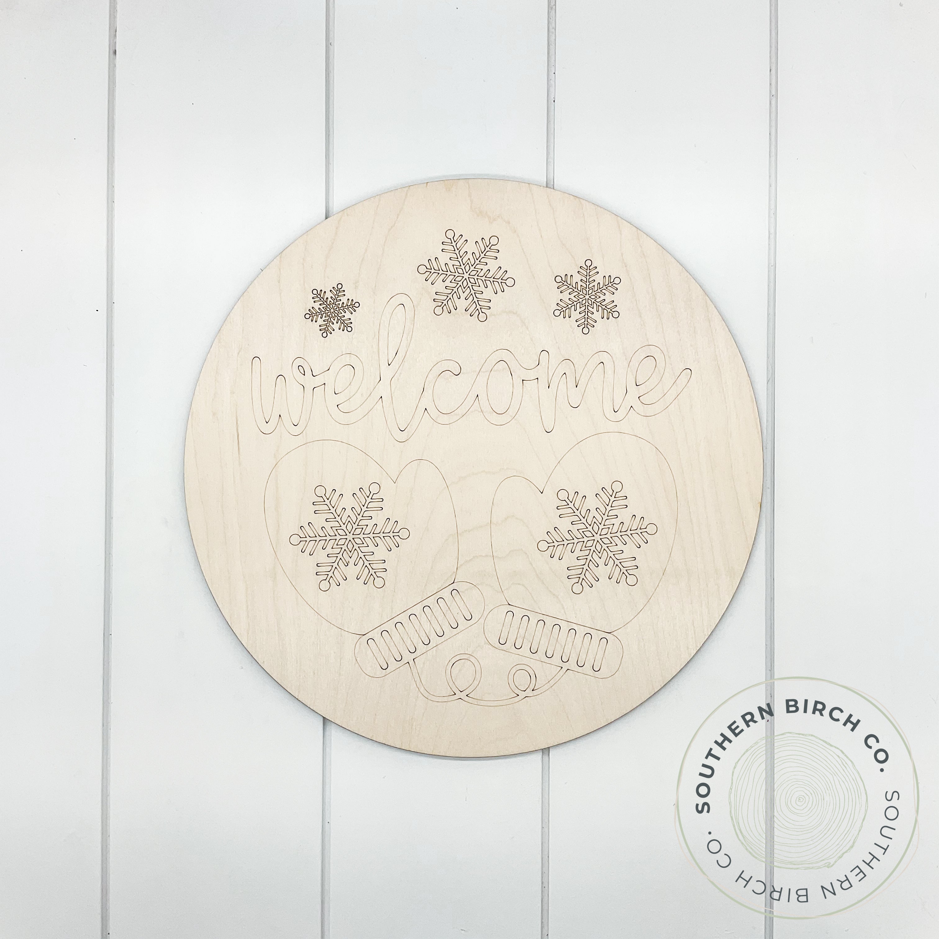 Welcome Etched Round Blank (Mittens)