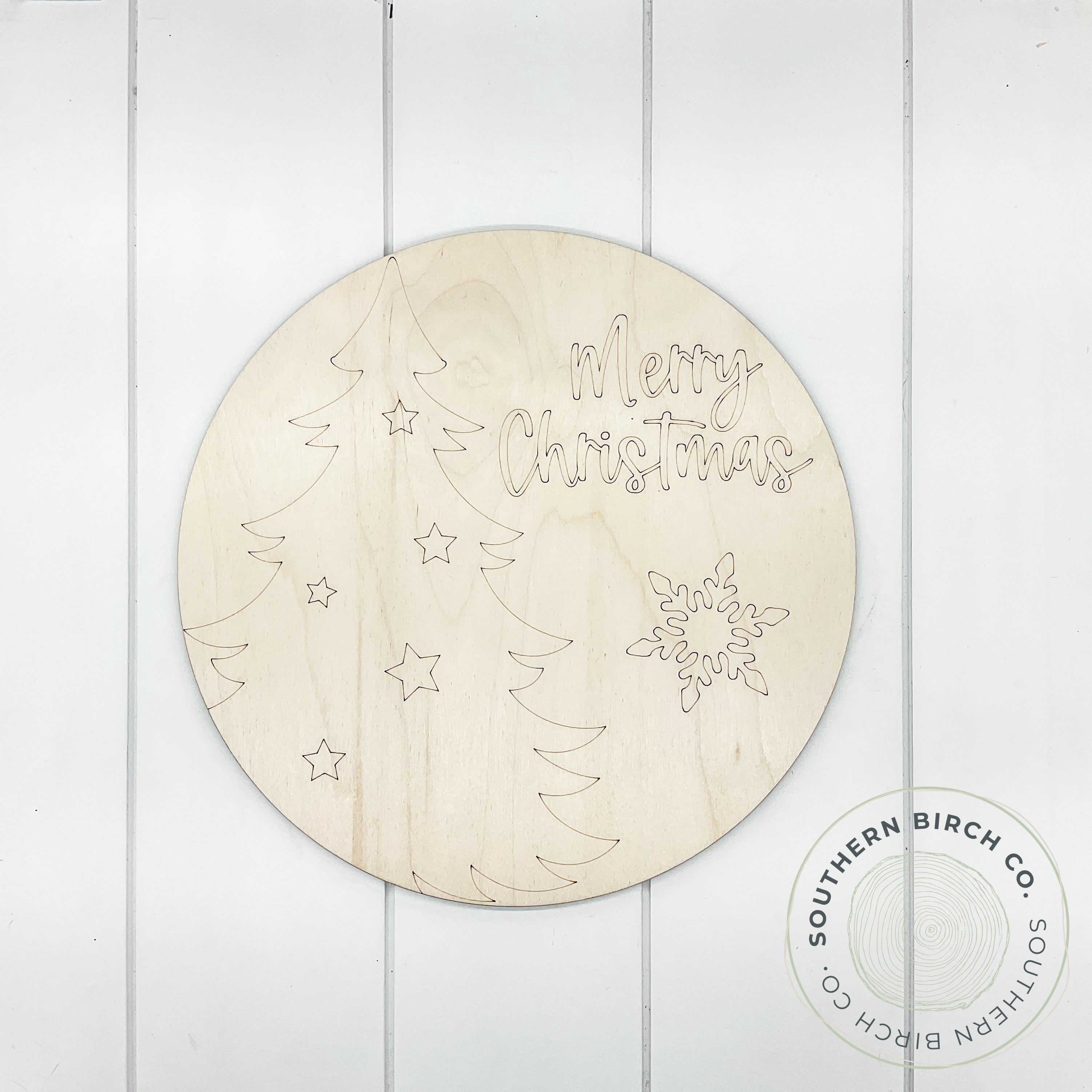 Christmas Tree Etched Round Blank (Merry Christmas)