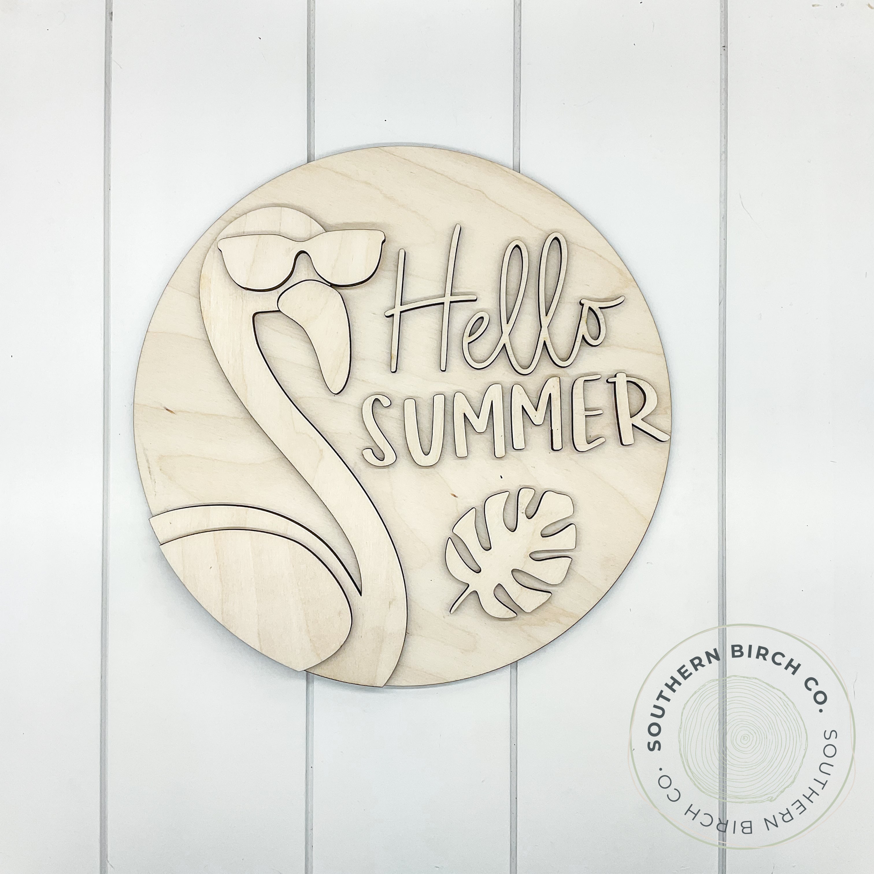 Hello Summer 3D Round Blank (Flamingo)