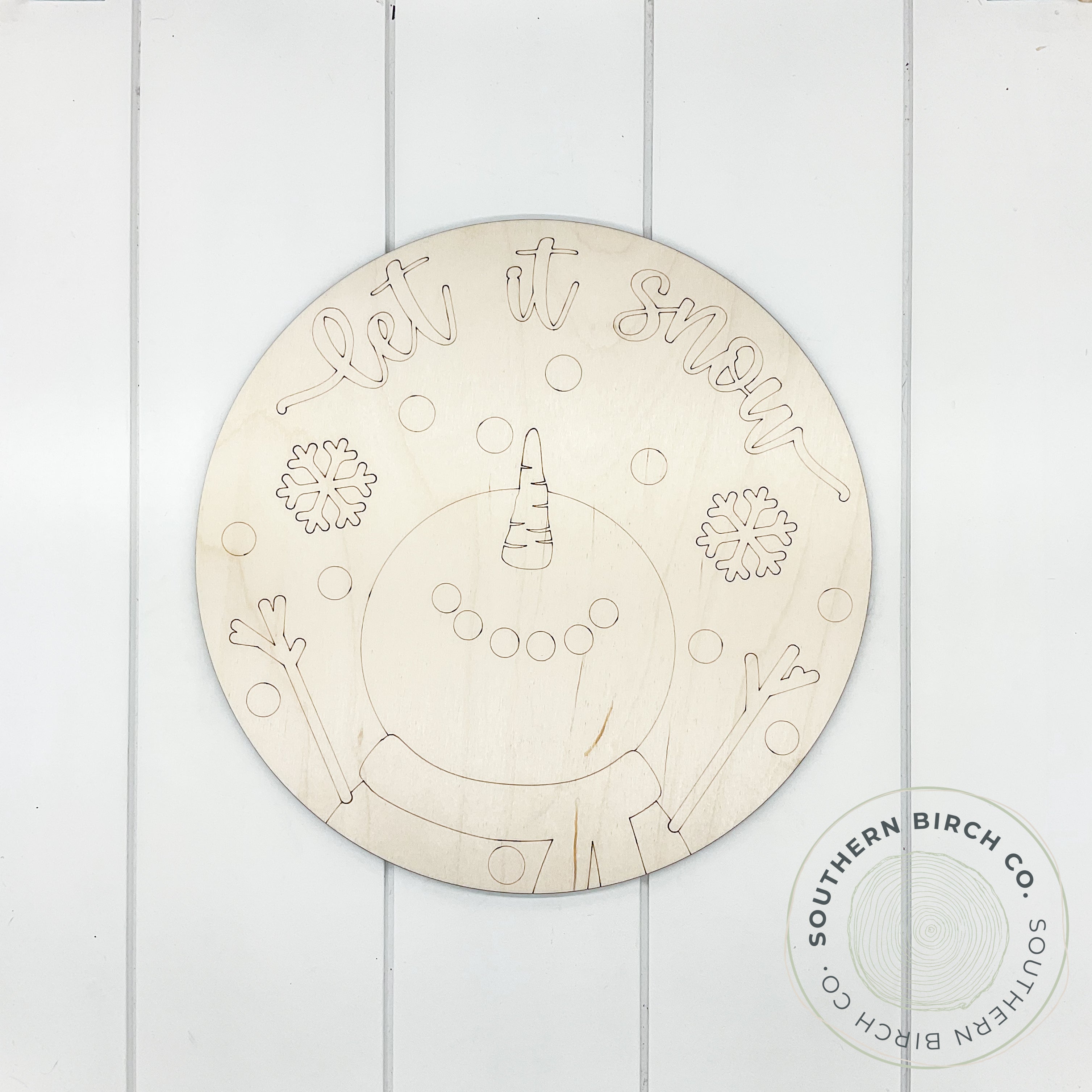 Let It Snow Etched Round Blank