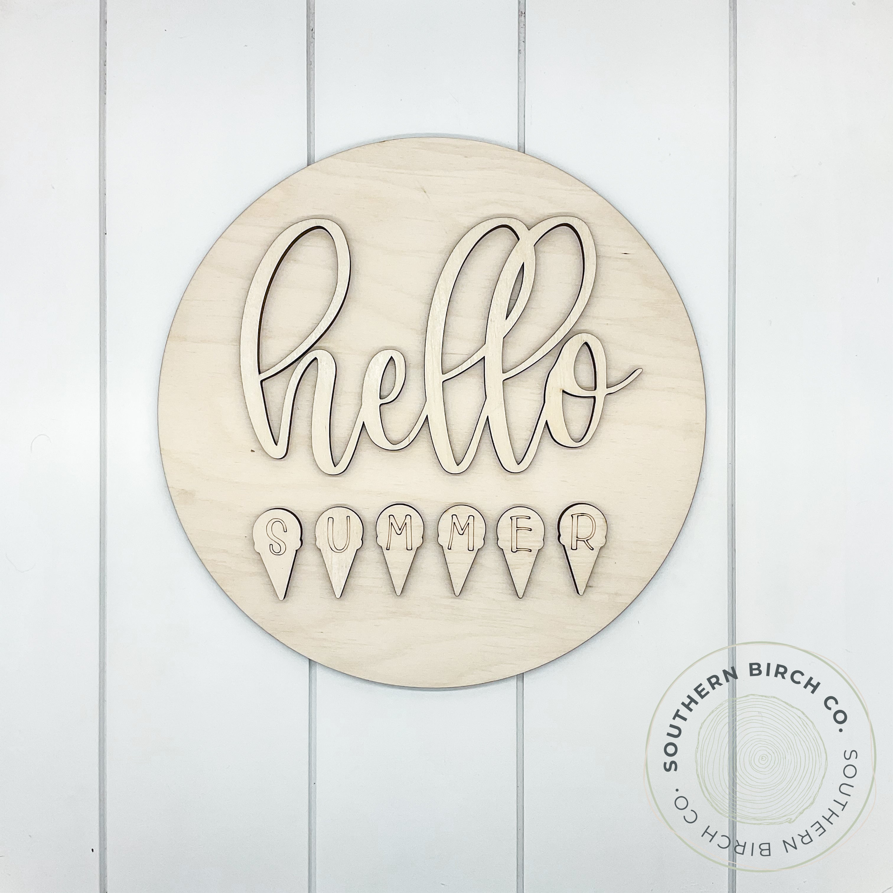 Hello Summer 3D Round Blank (Ice Cream)