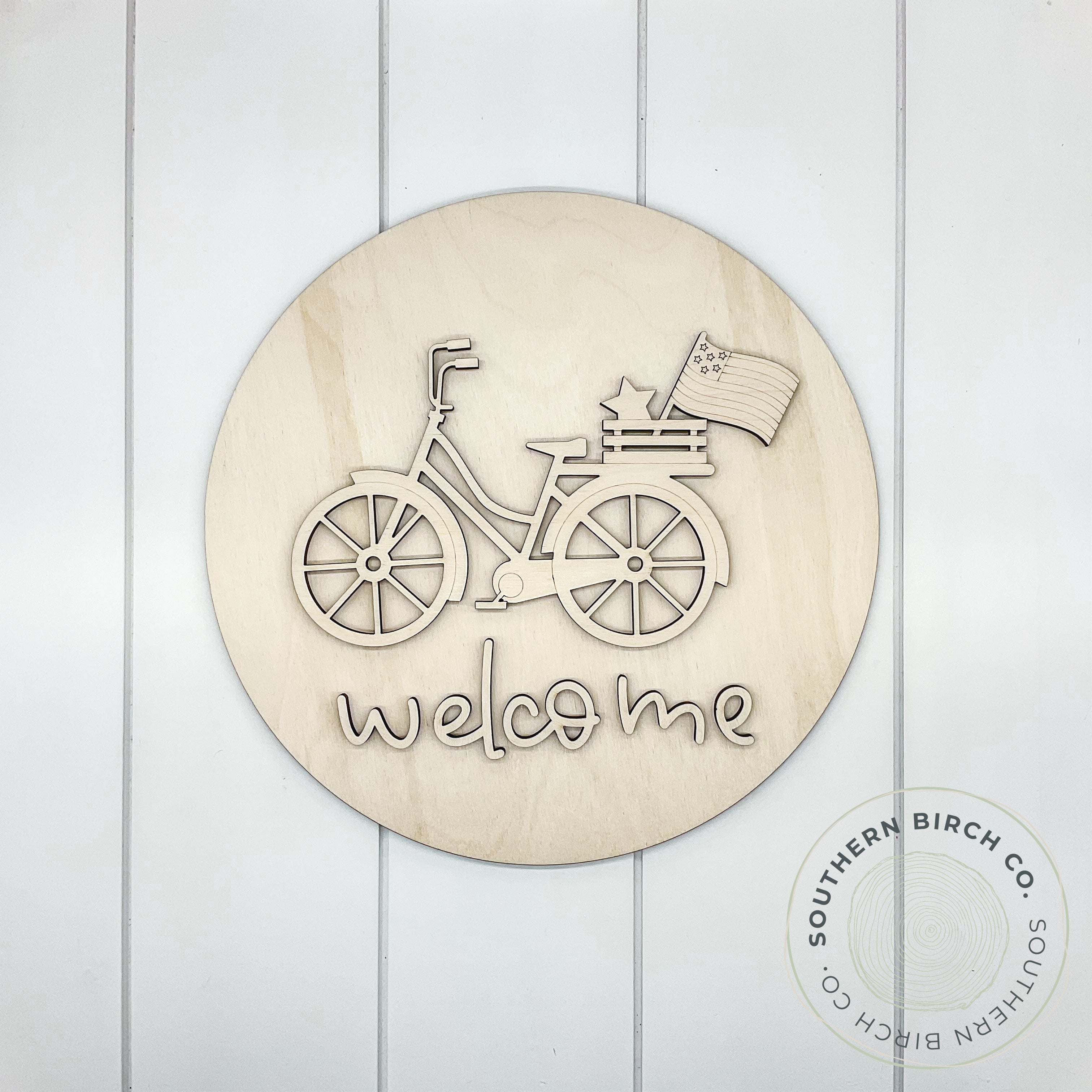 Welcome 3D Round Blank (Patriotic Bicycle)